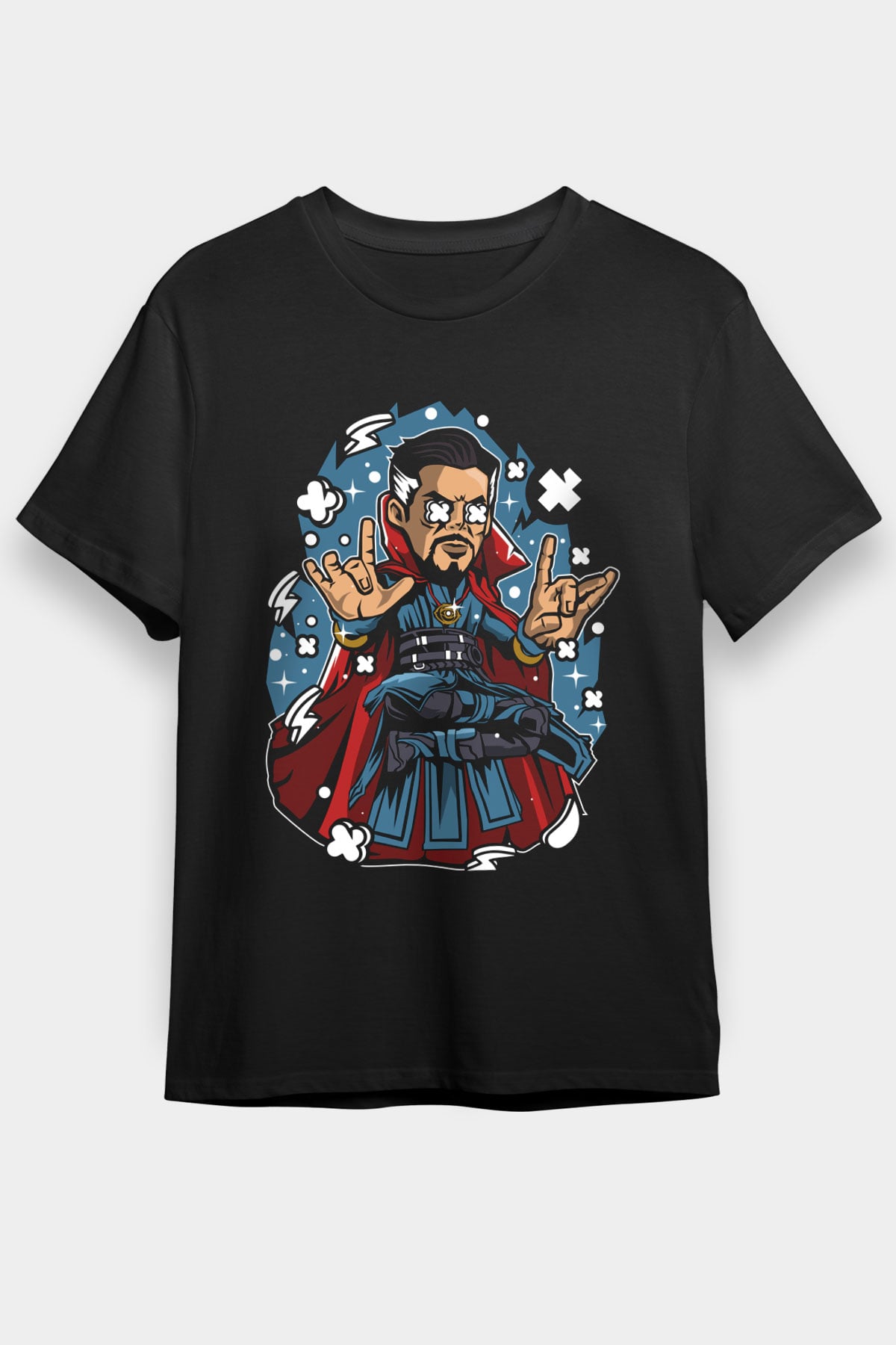 Dr Strange Baskılı Unisex Siyah Tişört