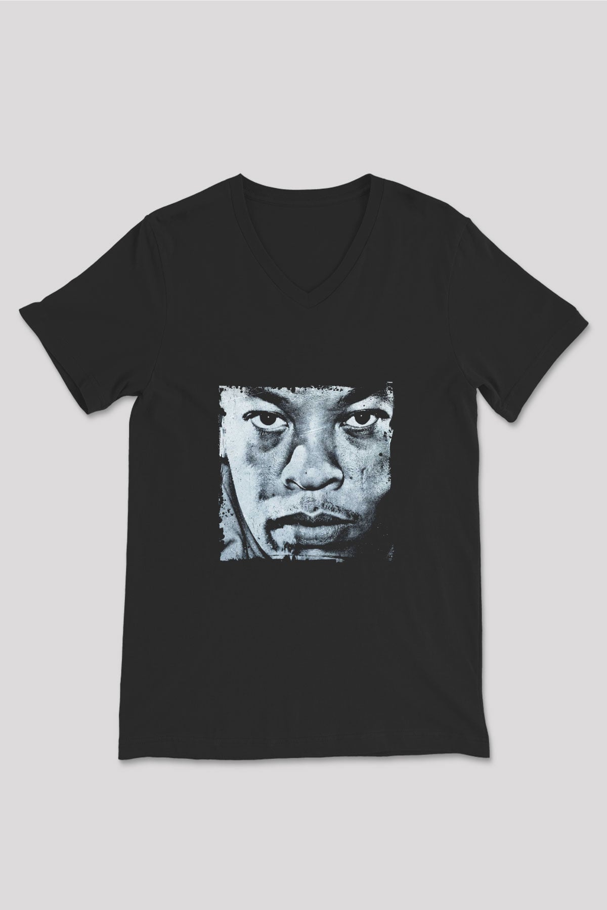 Dr. Dre Baskılı Unisex Siyah V Yaka Tişört