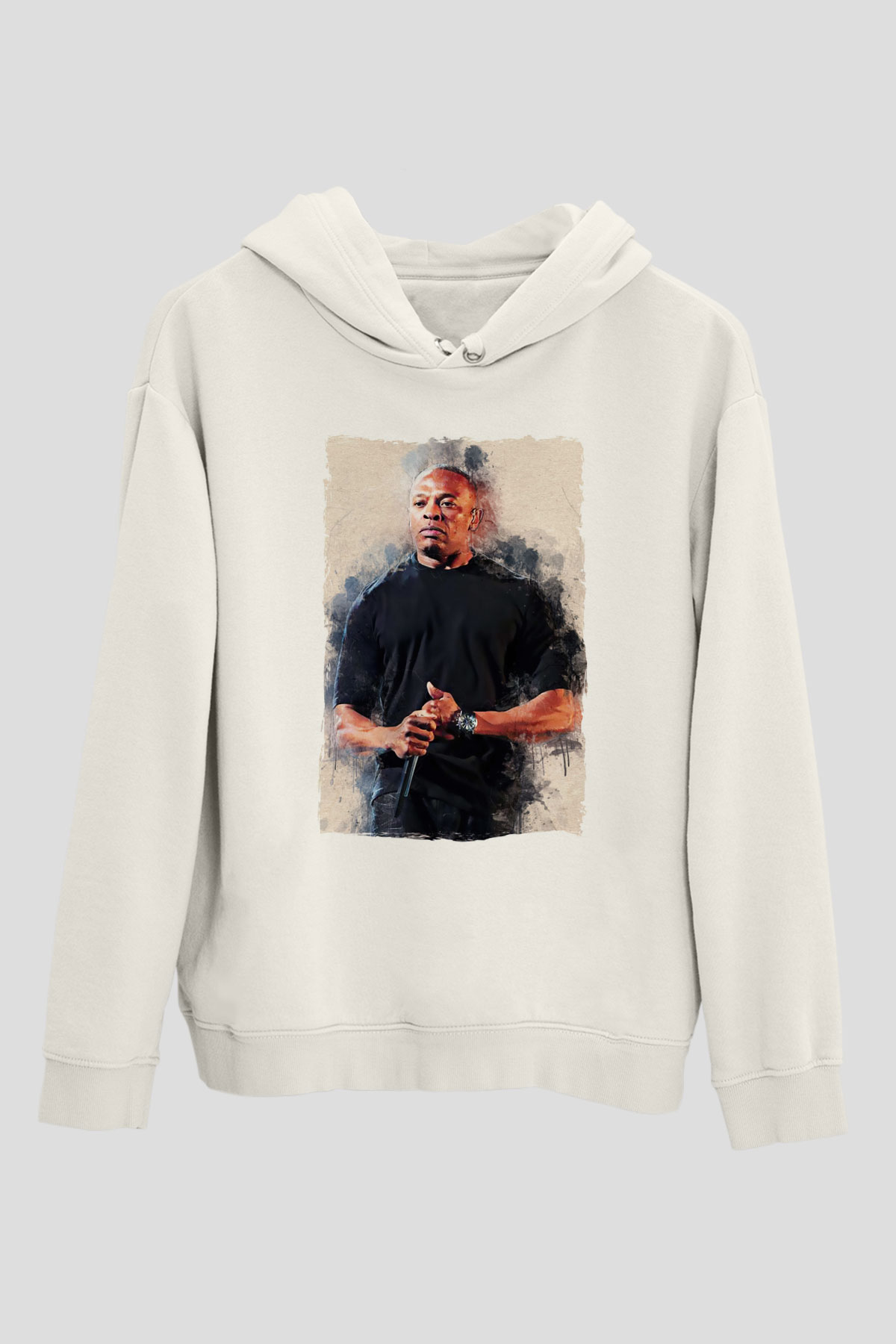 Dr.Dre Beyaz Unisex Kapüşonlu Sweatshirt