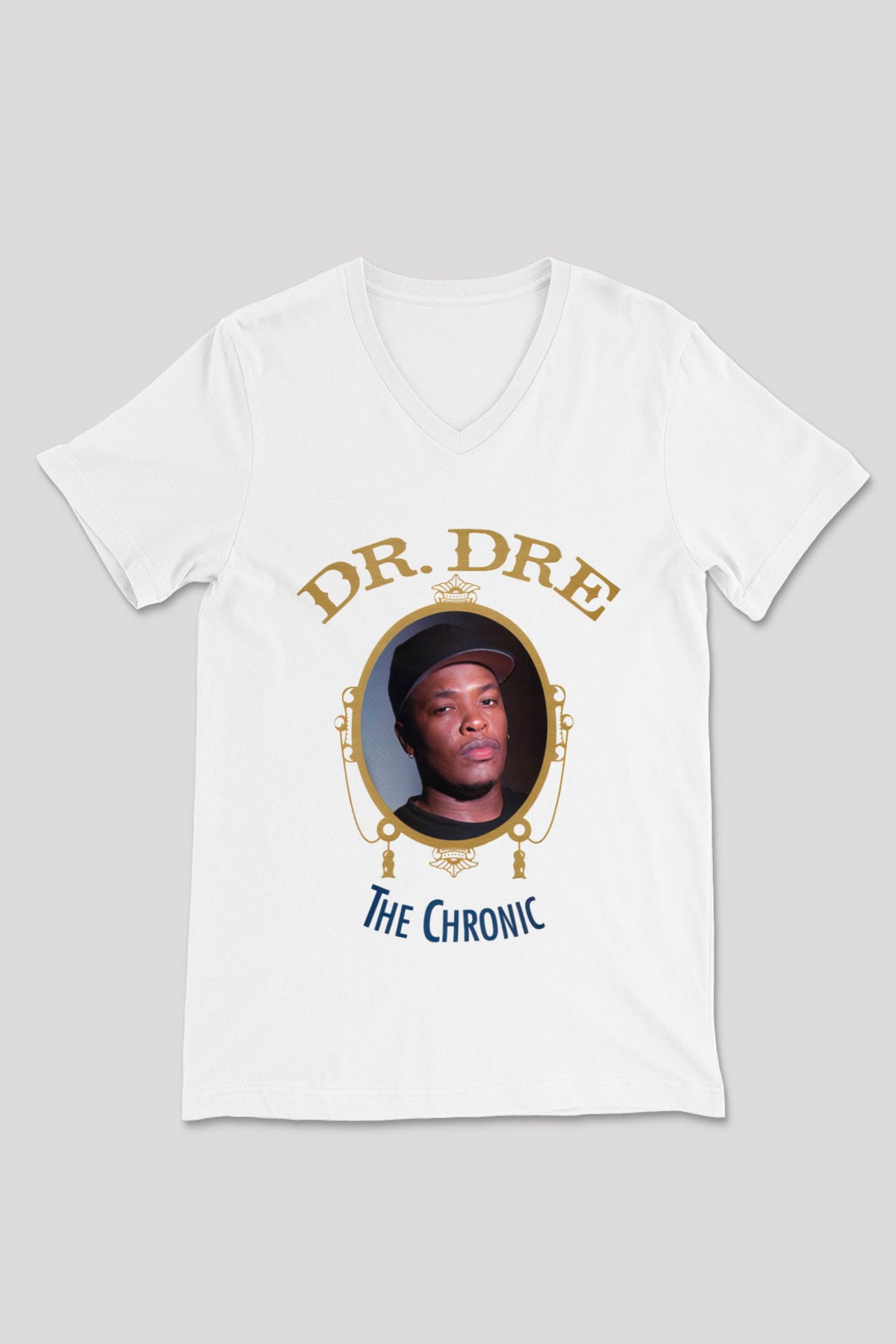 Dr.Dre Beyaz Unisex V Yaka Tişört T-Shirt