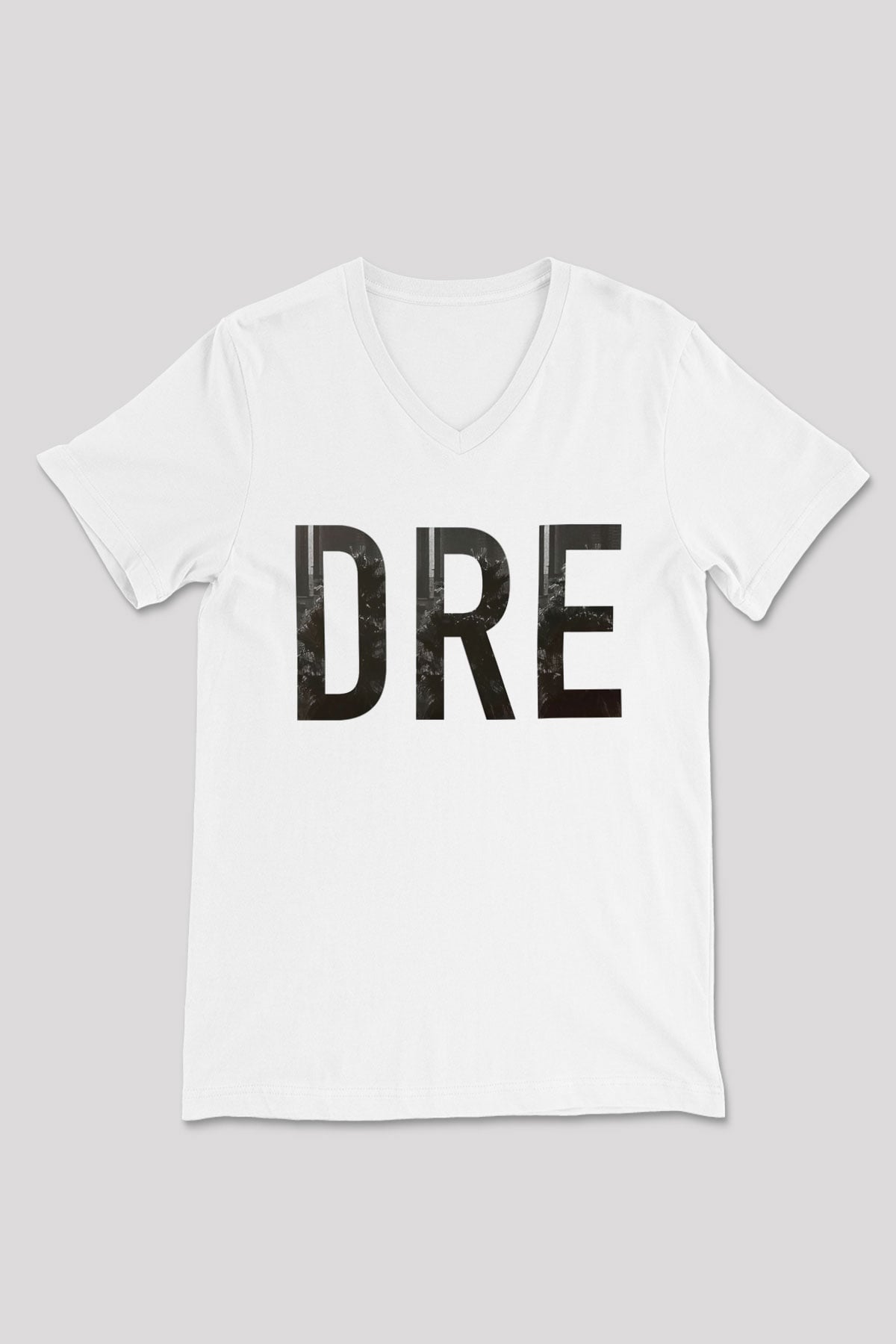 Dr.Dre Beyaz Unisex V Yaka Tişört T-Shirt