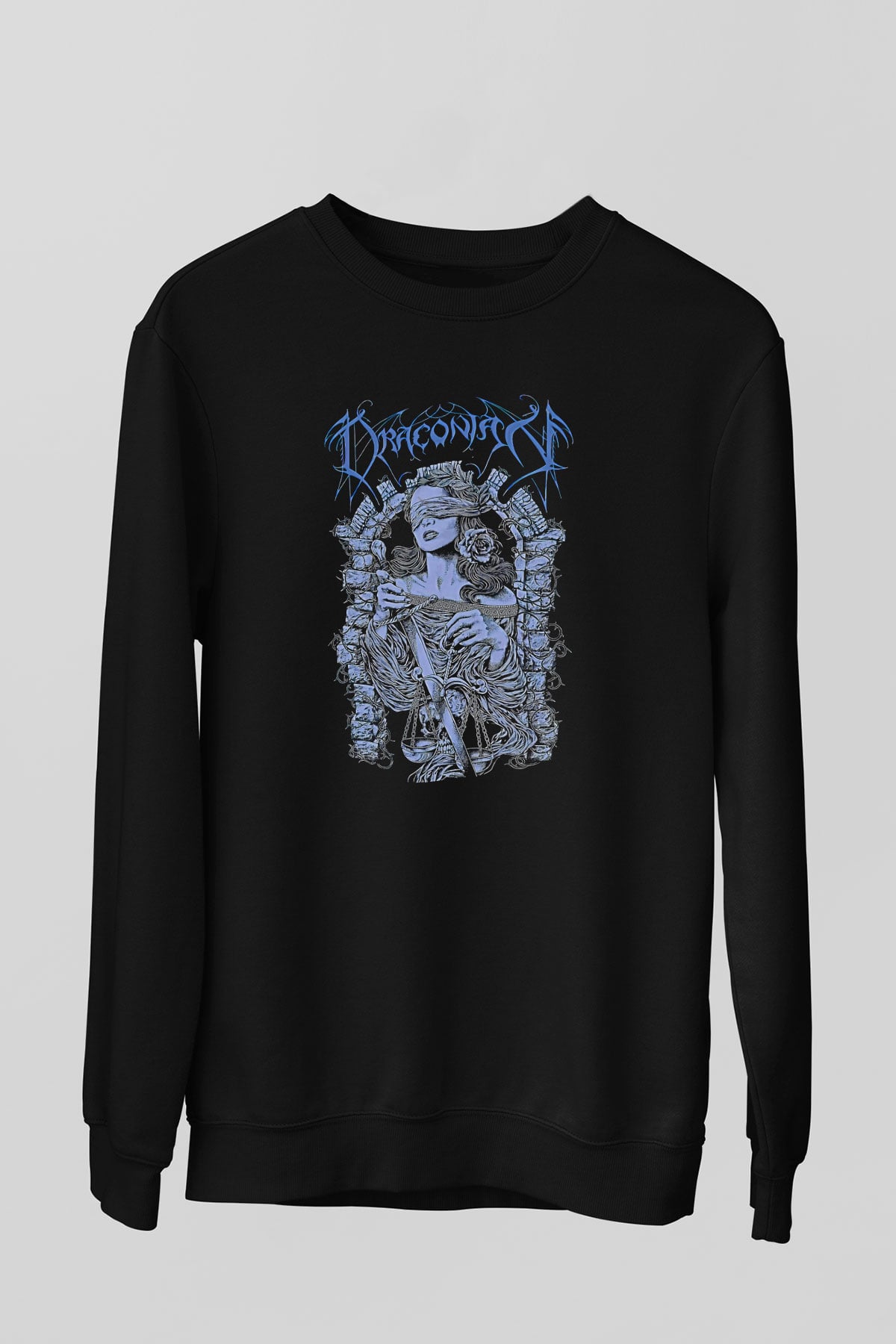 Draconian Baskılı Unisex Siyah Sweatshirt