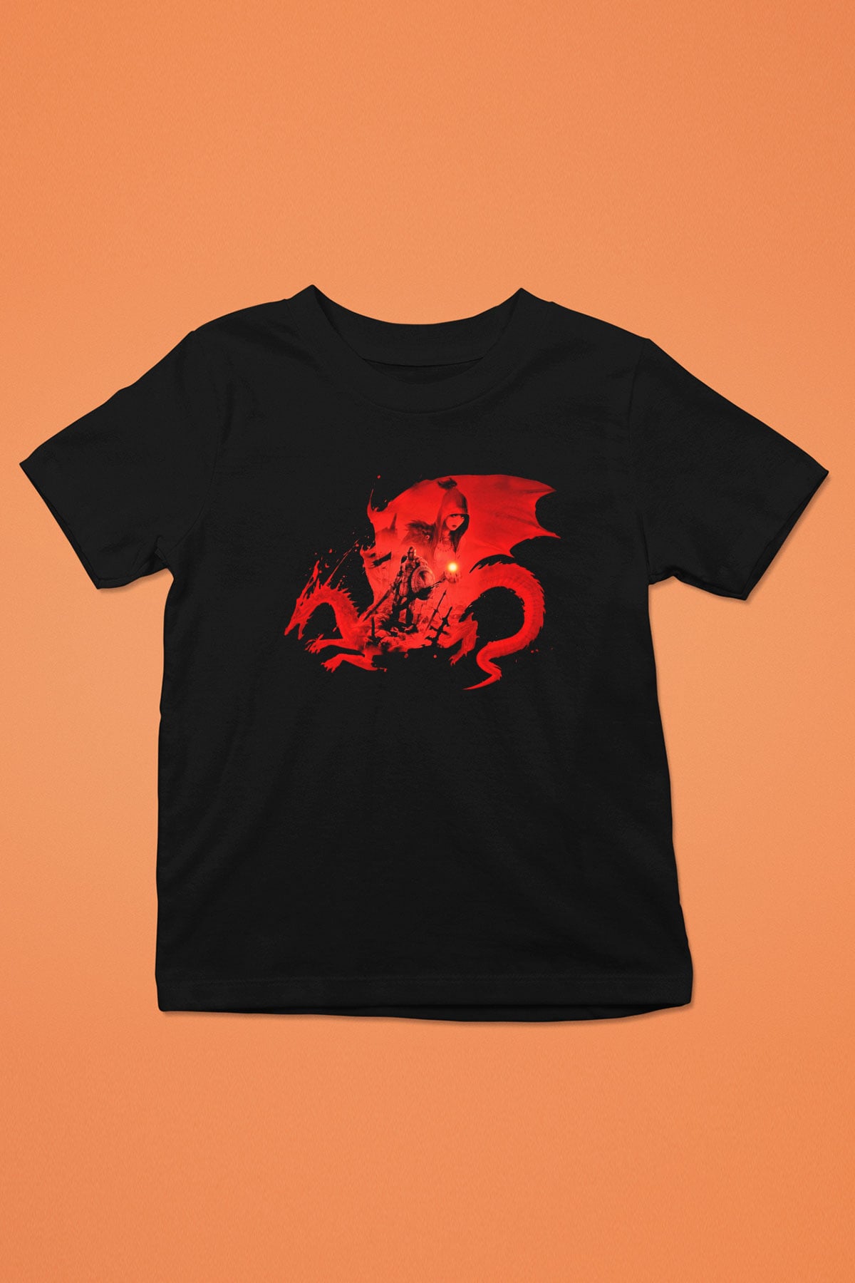 Dragon Age Baskılı Siyah Unisex Çocuk Tişört