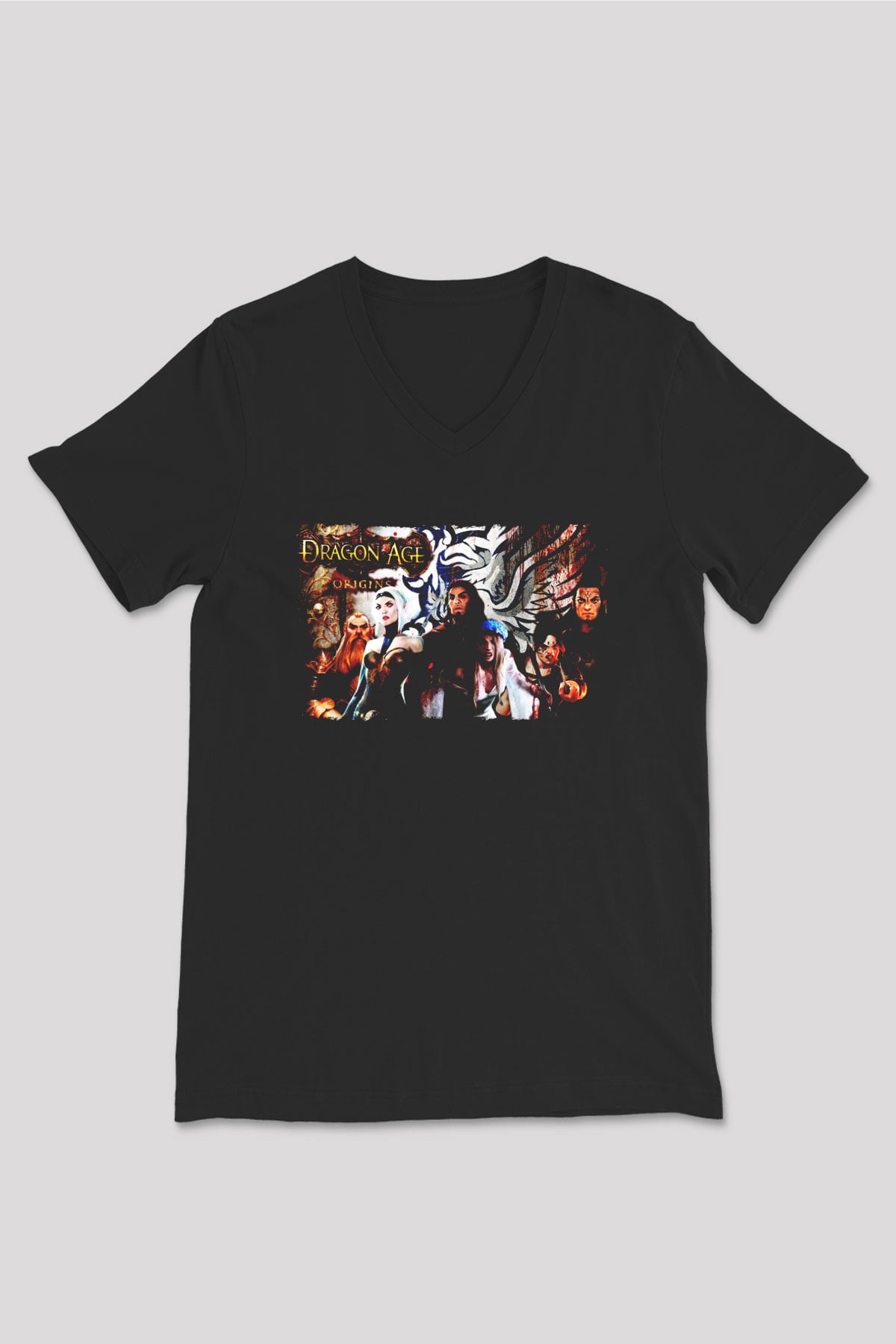 Dragon Age Siyah Unisex V Yaka Tişört