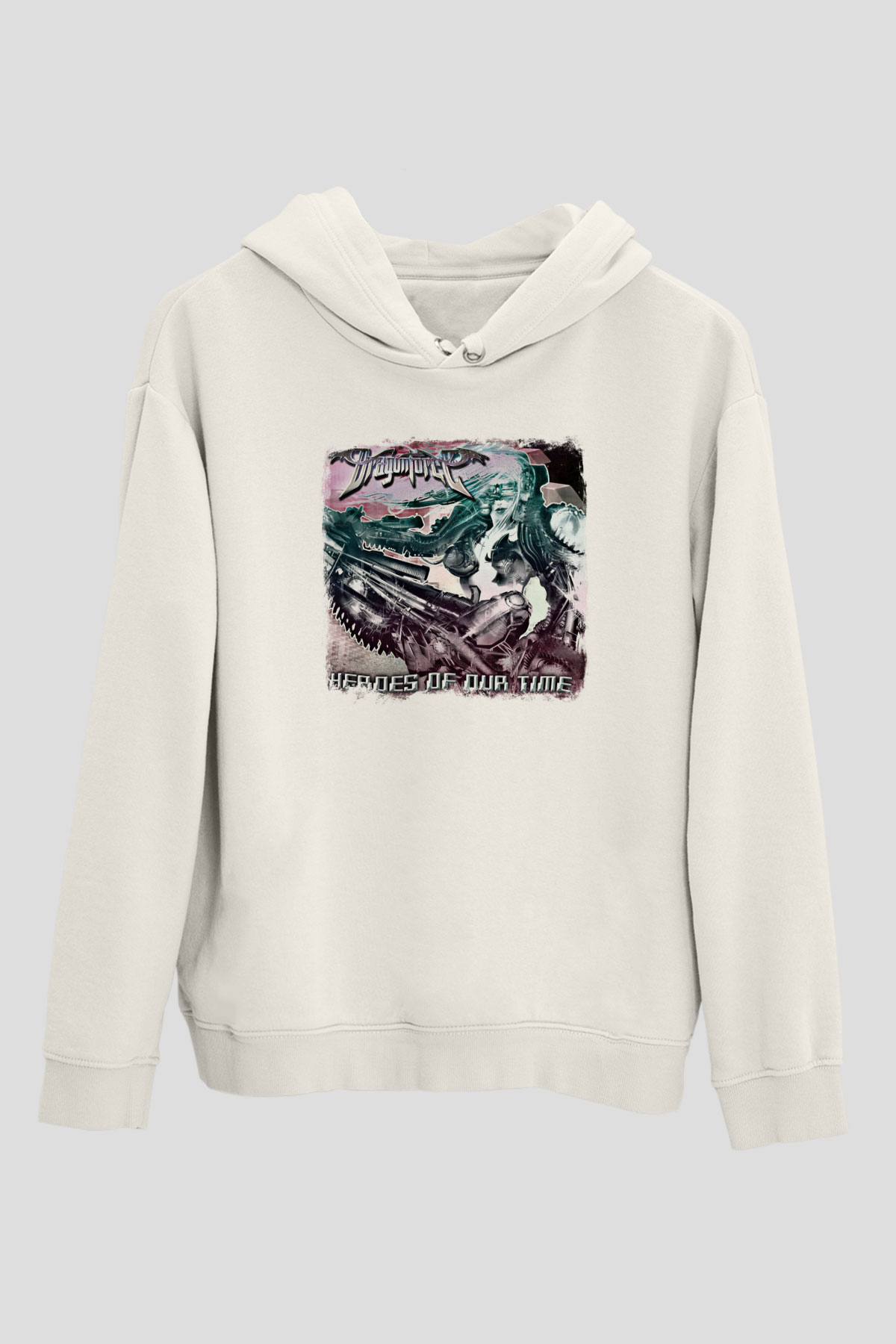 Dragon Force Baskılı Unisex Beyaz Hoodie