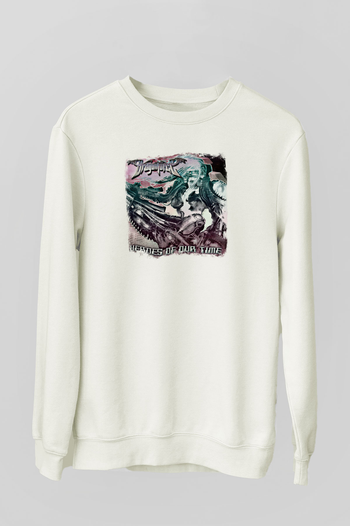 Dragon Force Baskılı Unisex Beyaz Sweatshirt