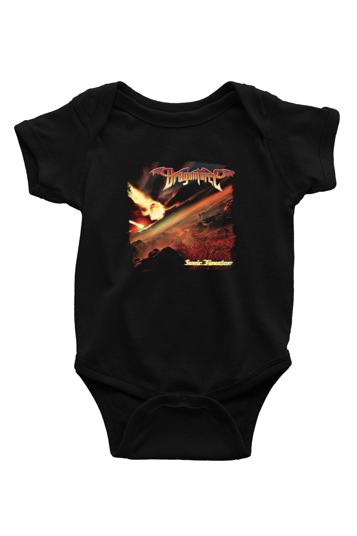 Dragon Force Baskılı Unisex Siyah Bebek Body - Zıbın