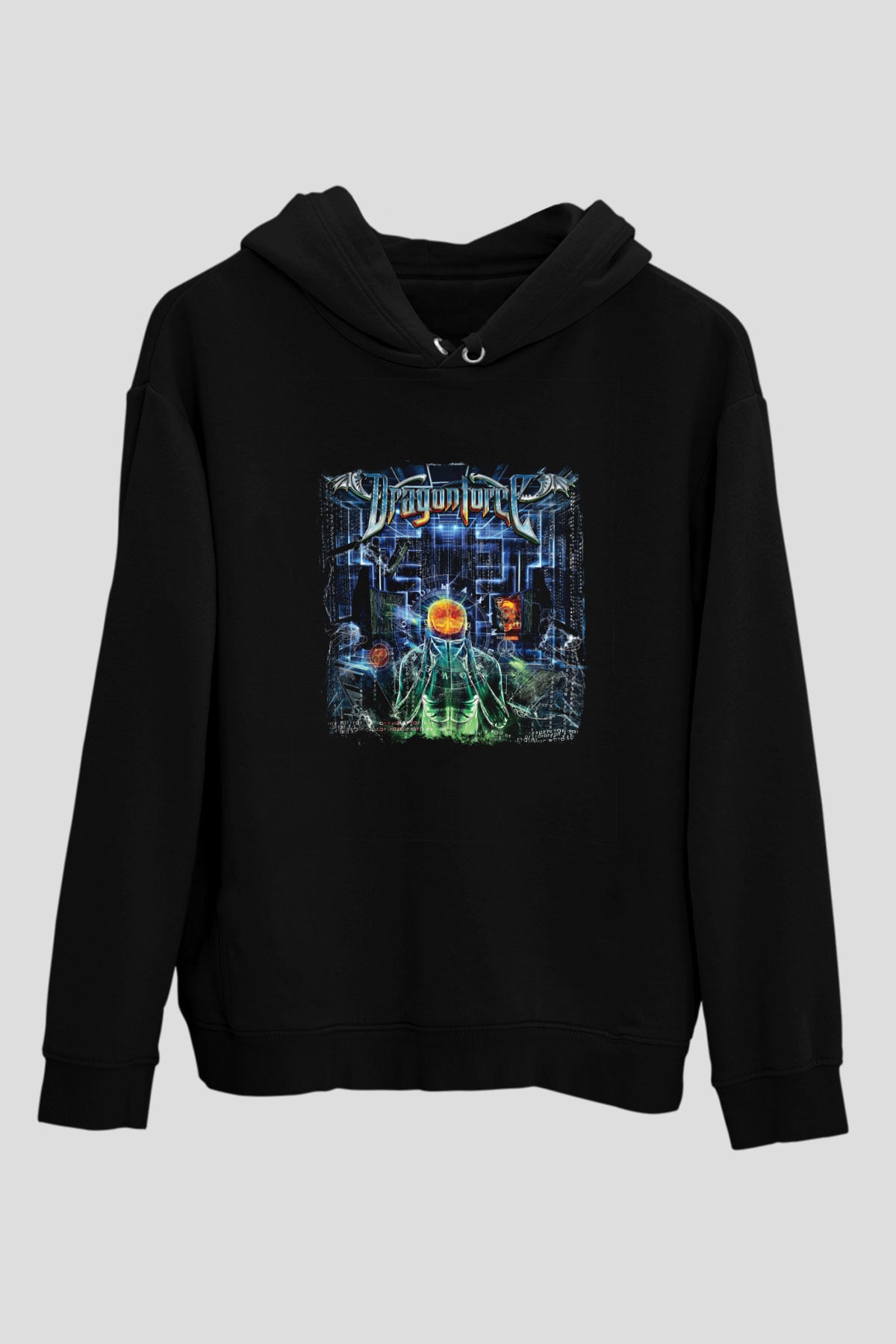 Dragon Force Baskılı Unisex Siyah Hoodie