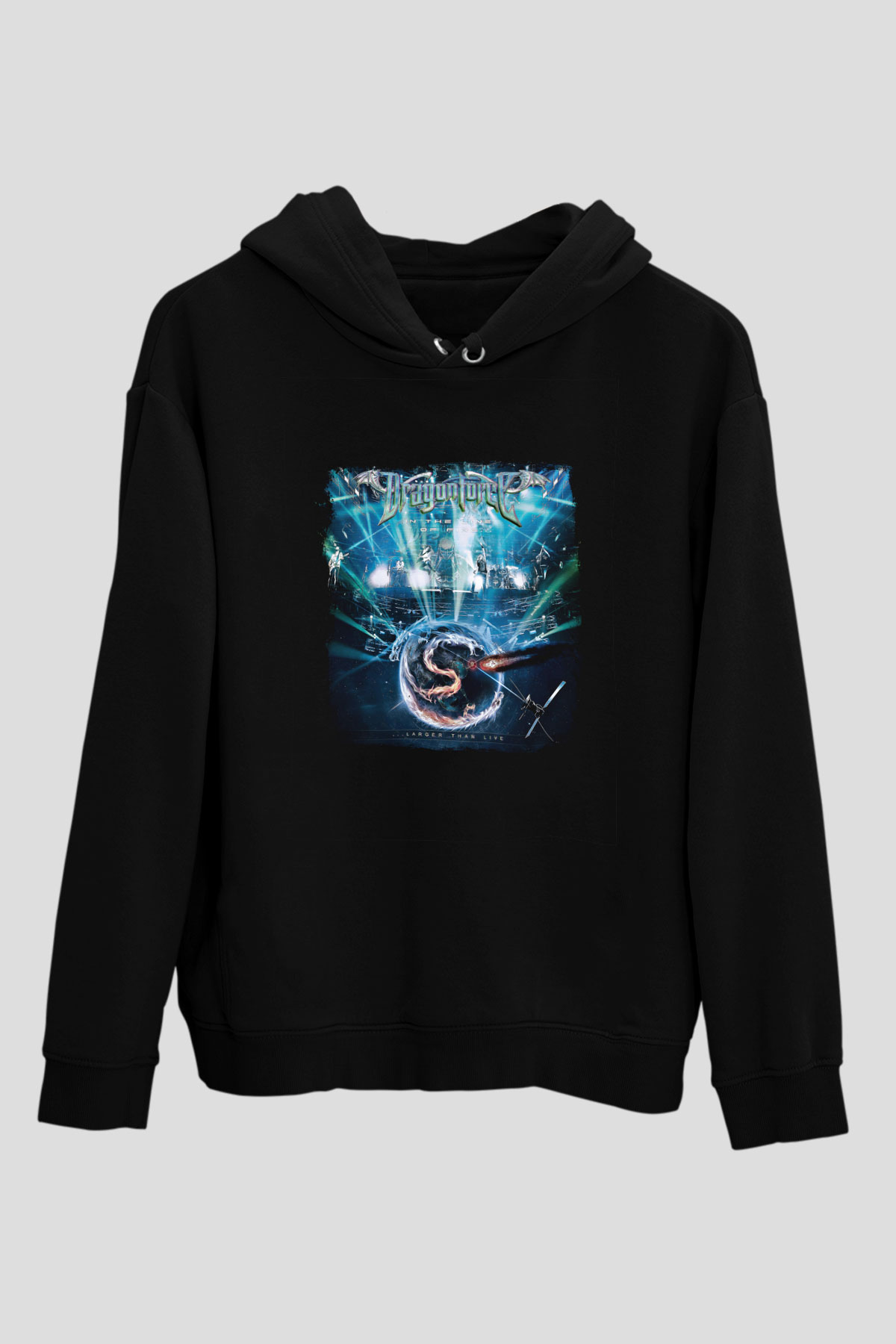 Dragon Force Baskılı Unisex Siyah Hoodie