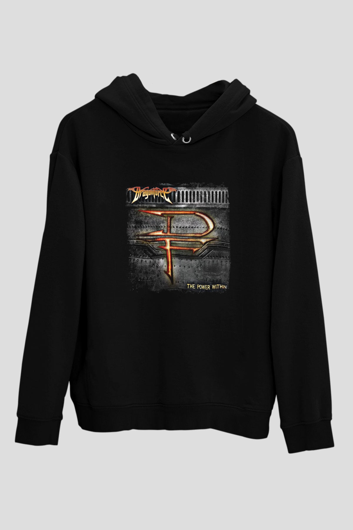 Dragon Force Baskılı Unisex Siyah Hoodie