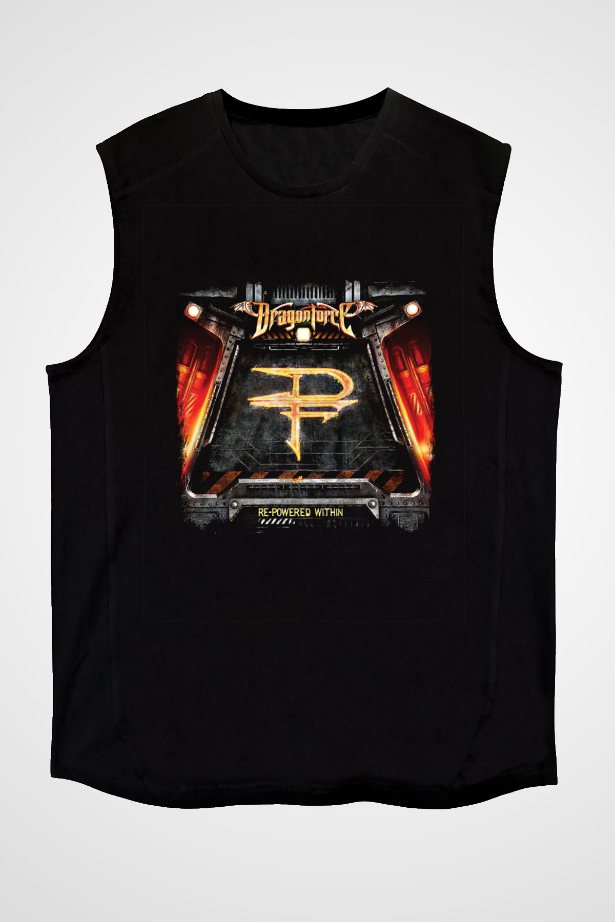 Dragon Force Baskılı Unisex Siyah Kolsuz Tişört