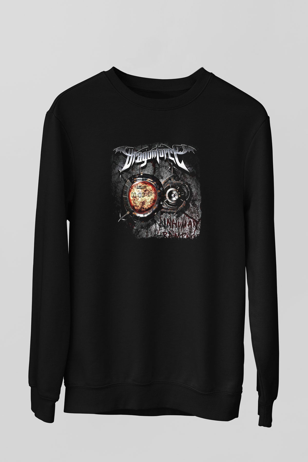 Dragon Force Baskılı Unisex Siyah Sweatshirt