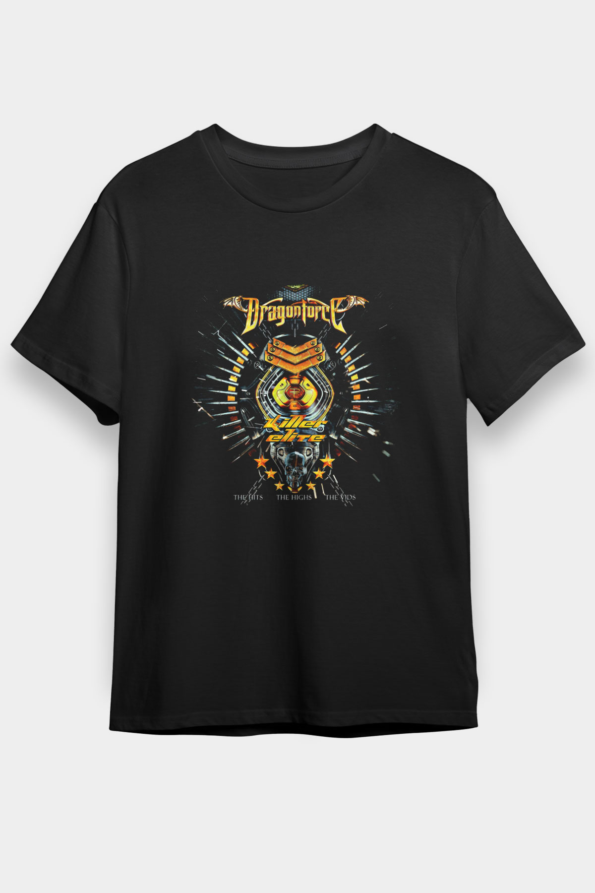 Dragon Force Baskılı Unisex Siyah Tişört