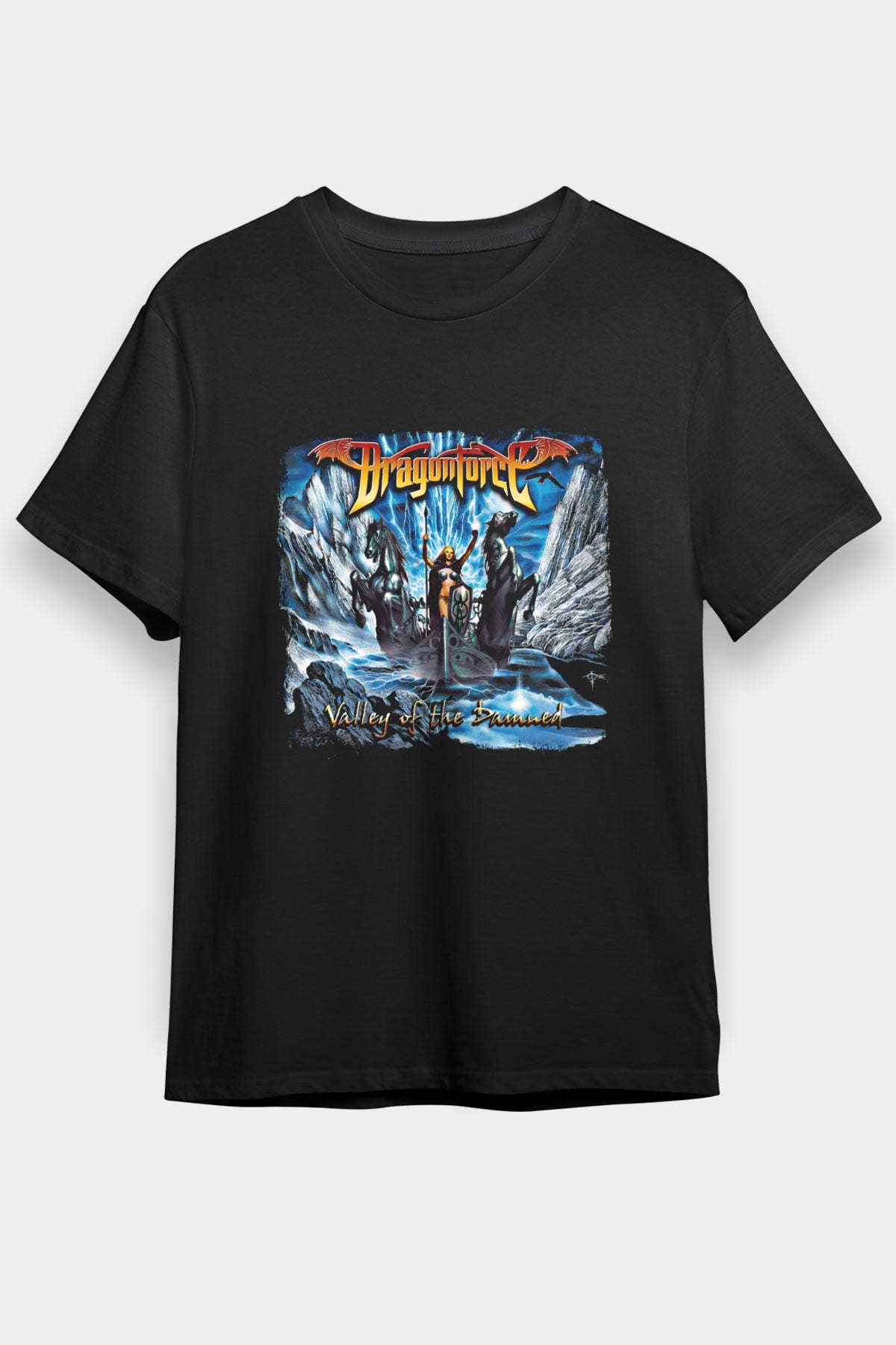 Dragon Force Baskılı Unisex Siyah Tişört