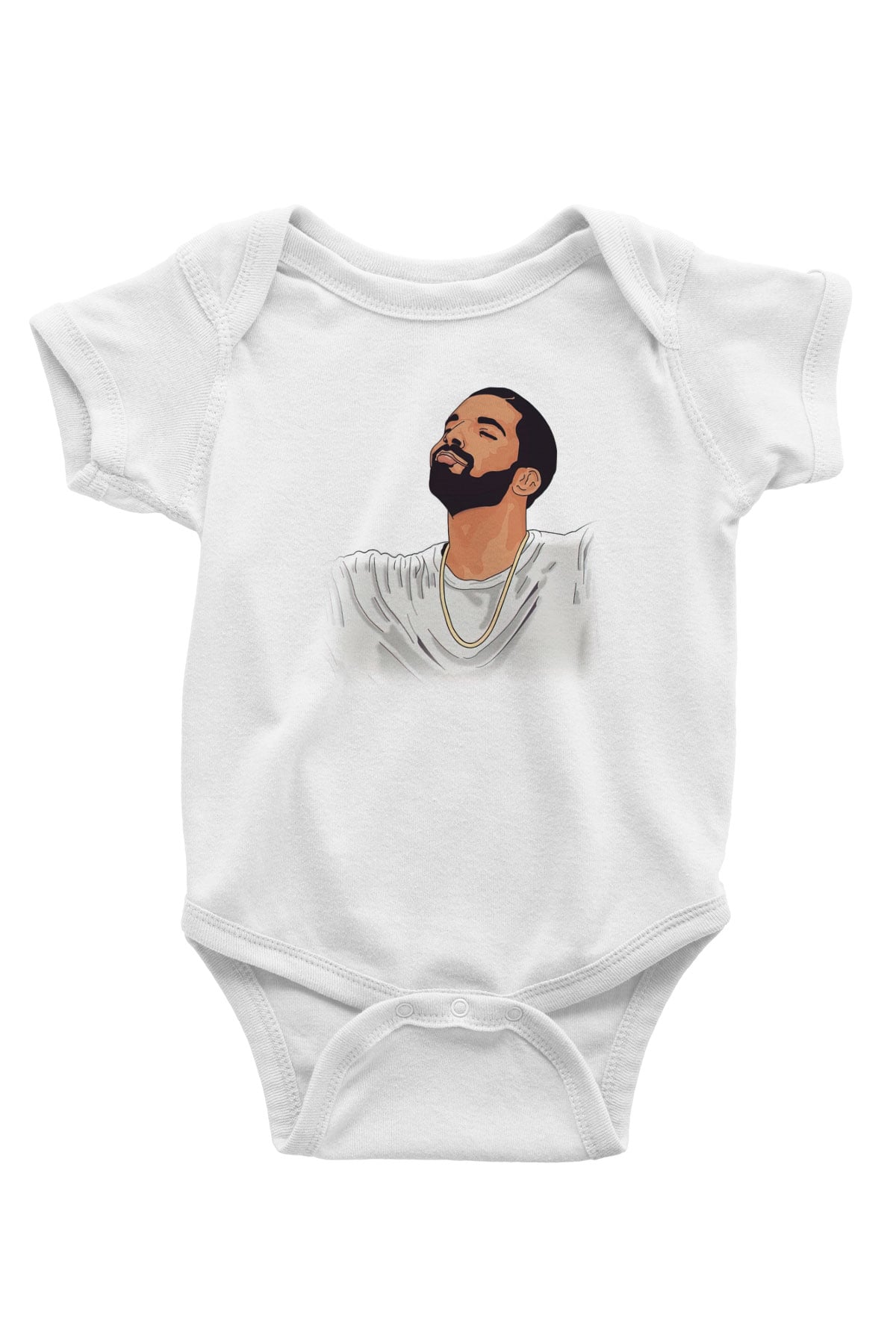 Drake Baskılı Beyaz Unisex Bebek Body - Zıbın
