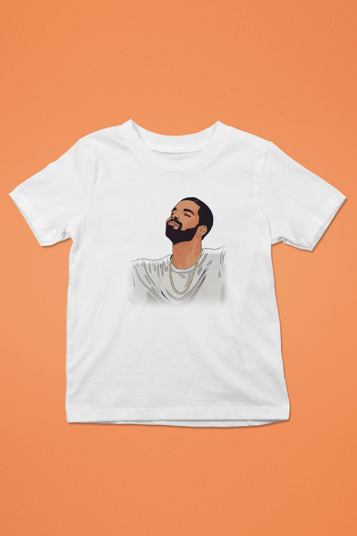Drake Baskılı Beyaz Unisex Çocuk Tişört