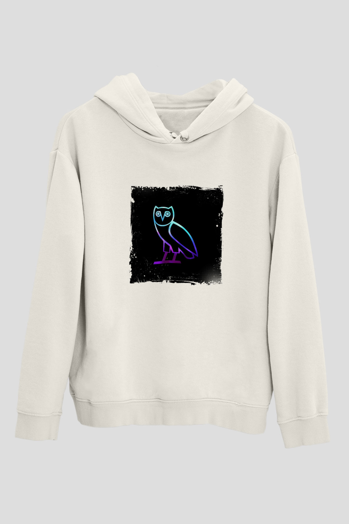 Drake Baskılı Unisex Beyaz Kapüşonlu Sweatshirt