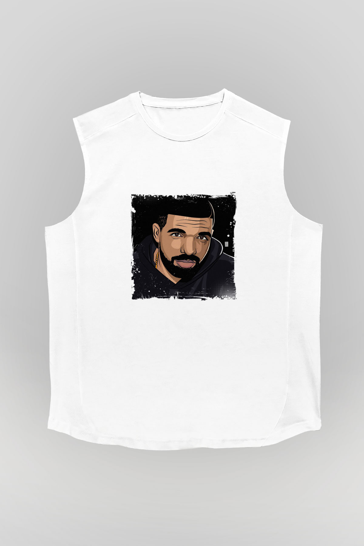 Drake Baskılı Unisex Beyaz Kolsuz Tişört
