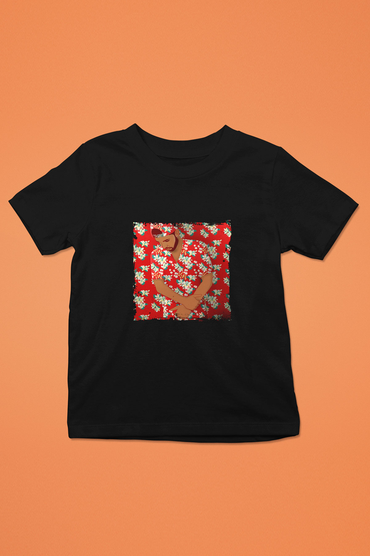Drake Baskılı Unisex Siyah Çocuk Tişört