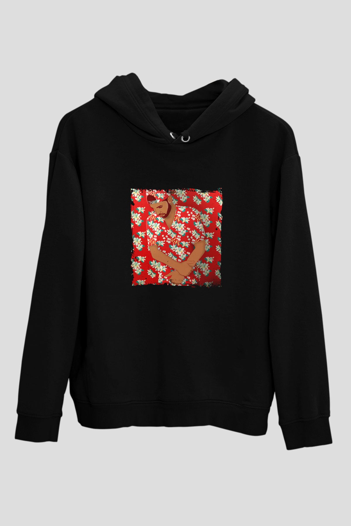 Drake Baskılı Unisex Siyah Hoodie