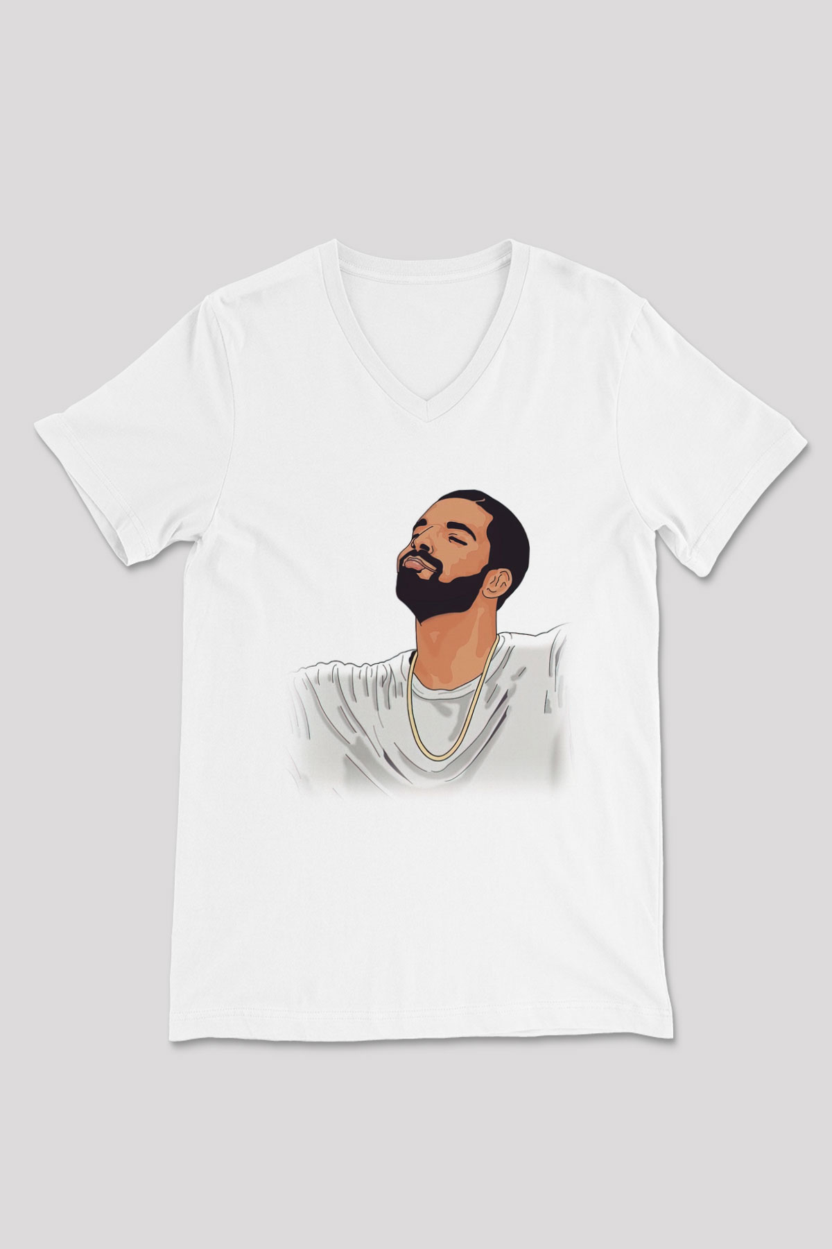 Drake Beyaz Unisex V Yaka Tişört T-Shirt