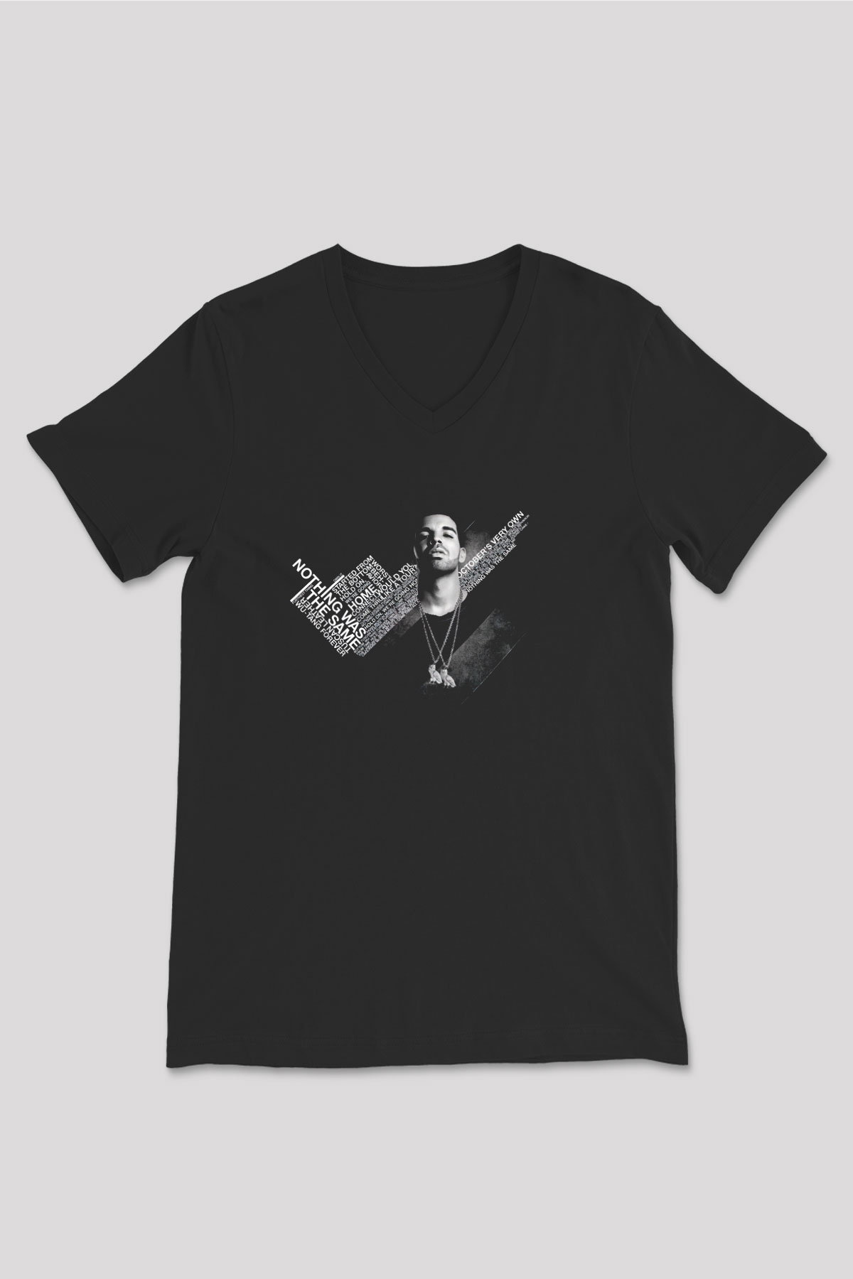 Drake Siyah Unisex V Yaka Tişört