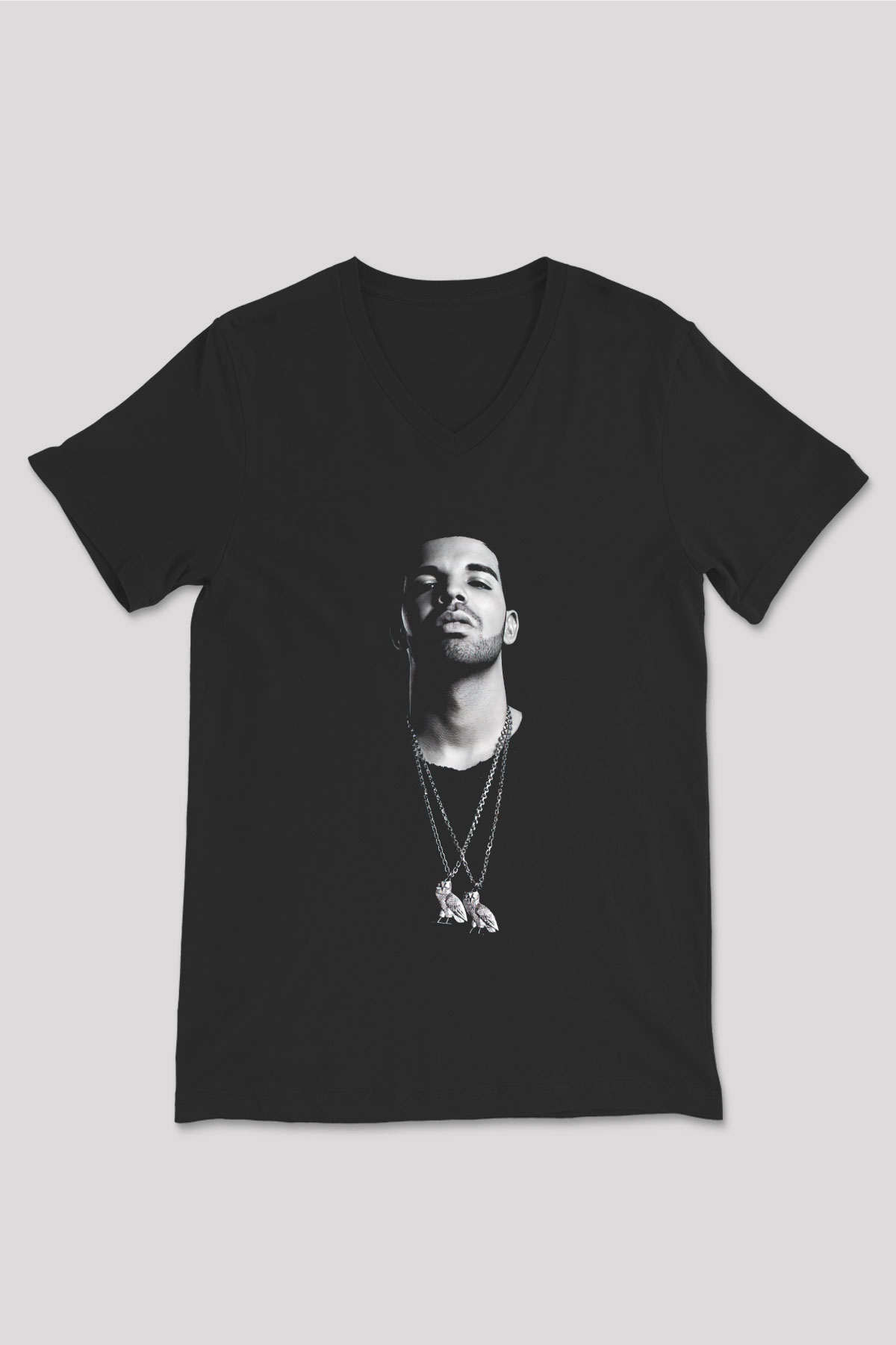 Drake Siyah Unisex V Yaka Tişört T-Shirt