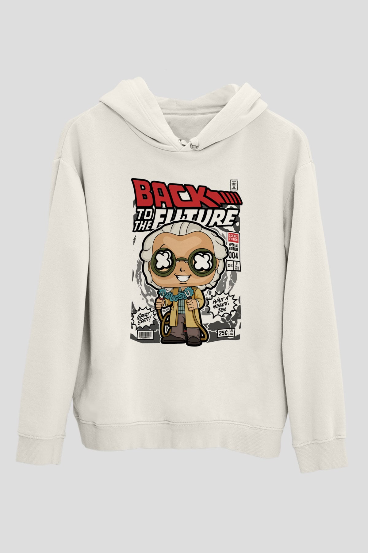 DrBrown Baskılı Unisex Beyaz Hoodie