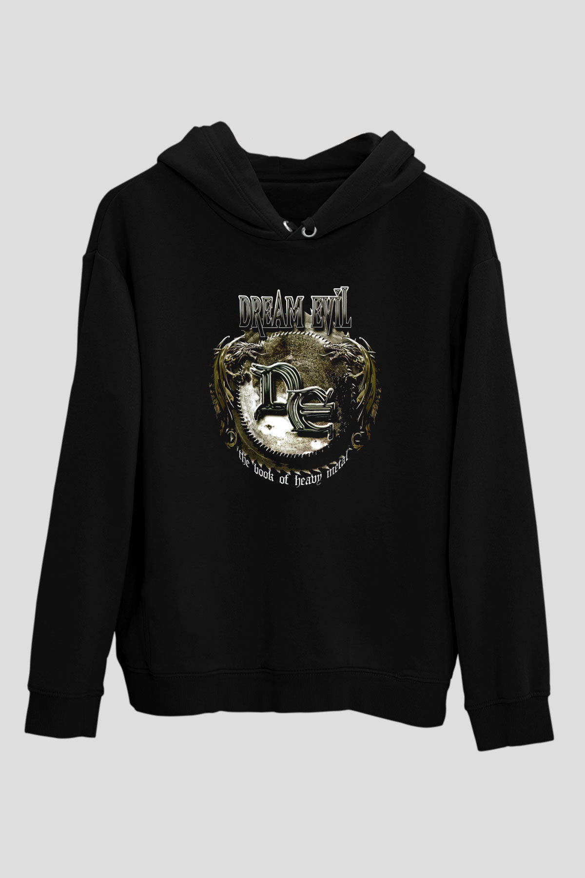 Dream Evil Baskılı Unisex Siyah Kapüşonlu Sweatshirt