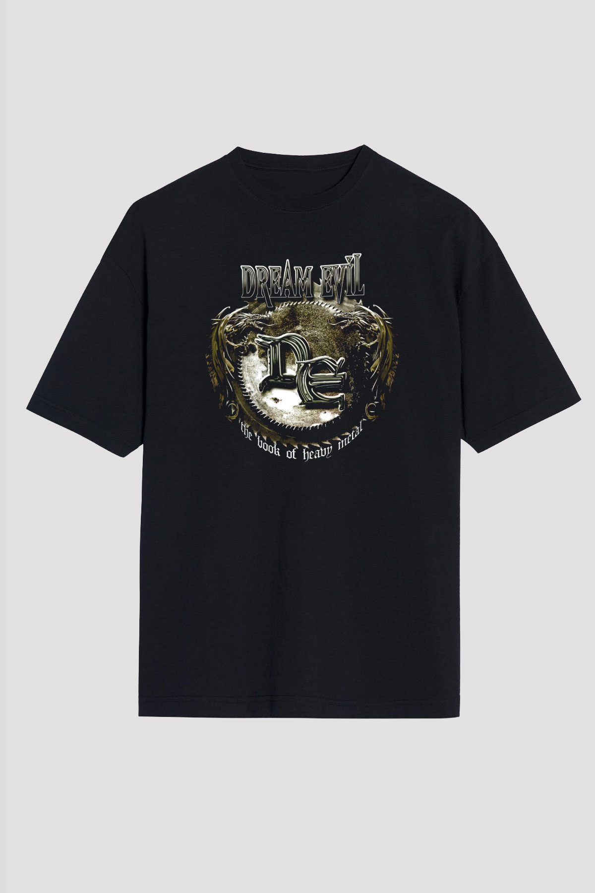 Dream Evil Baskılı Unisex Siyah Oversize Tişört - Tshirt