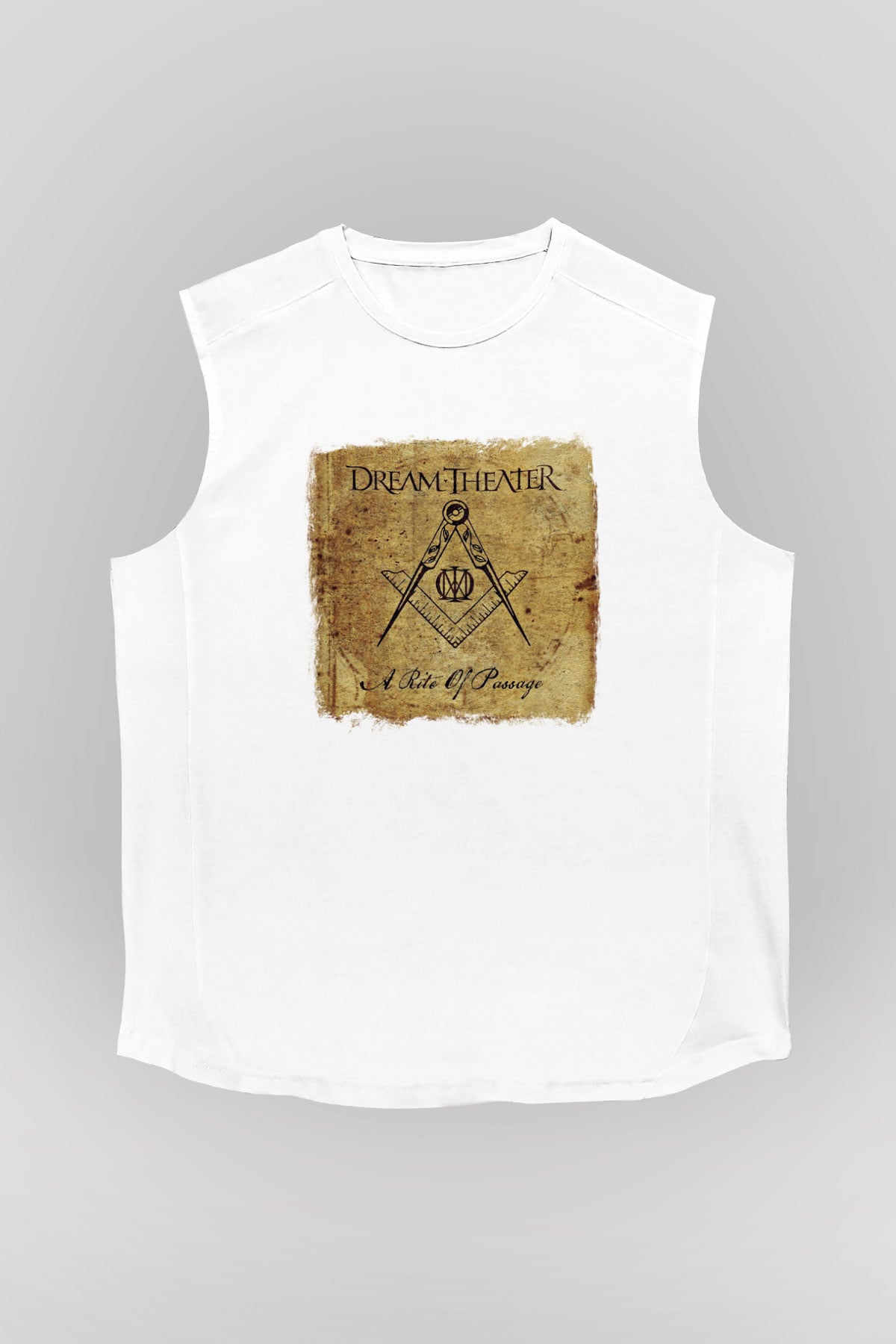 Dream Theater Baskılı Unisex Beyaz Kolsuz Tişört