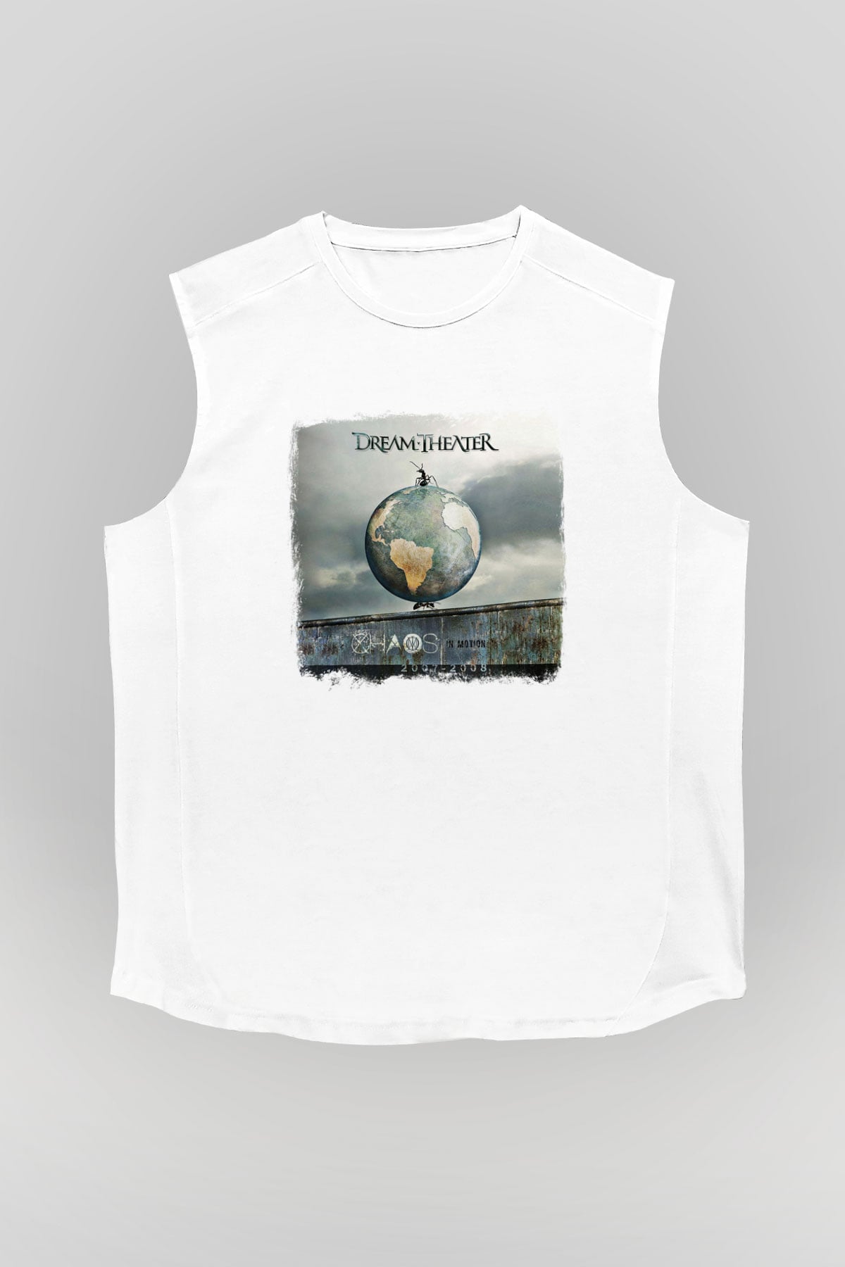 Dream Theater Baskılı Unisex Beyaz Kolsuz Tişört