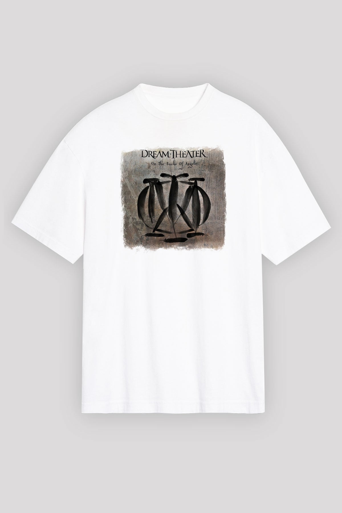 Dream Theater Baskılı Unisex Beyaz Oversize Tişört