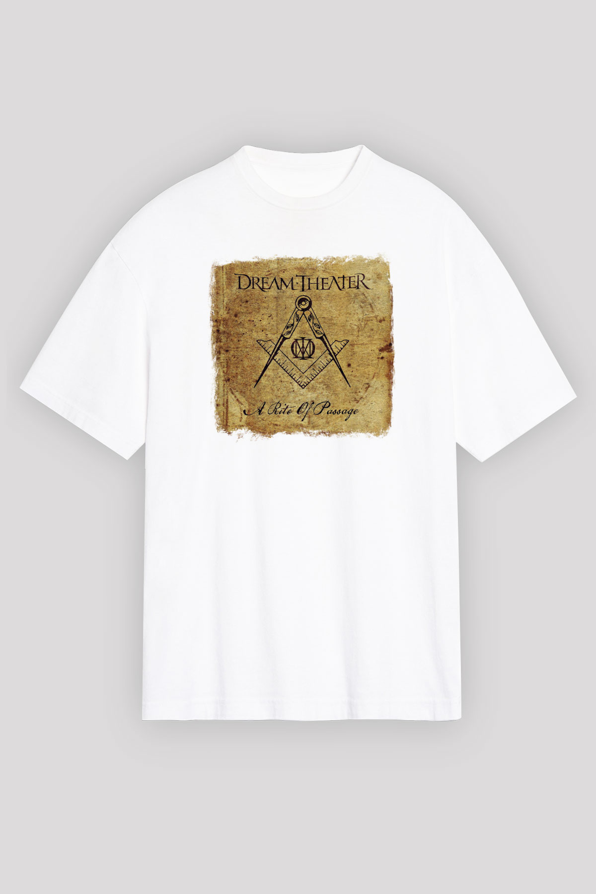 Dream Theater Baskılı Unisex Beyaz Oversize Tişört
