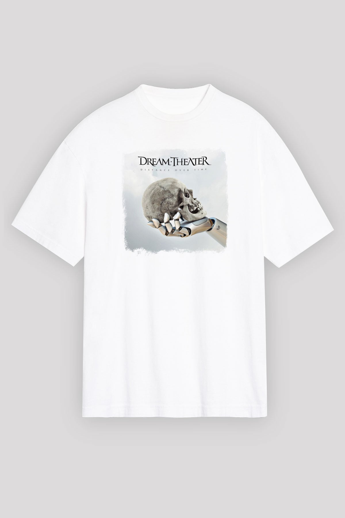 Dream Theater Baskılı Unisex Beyaz Oversize Tişört
