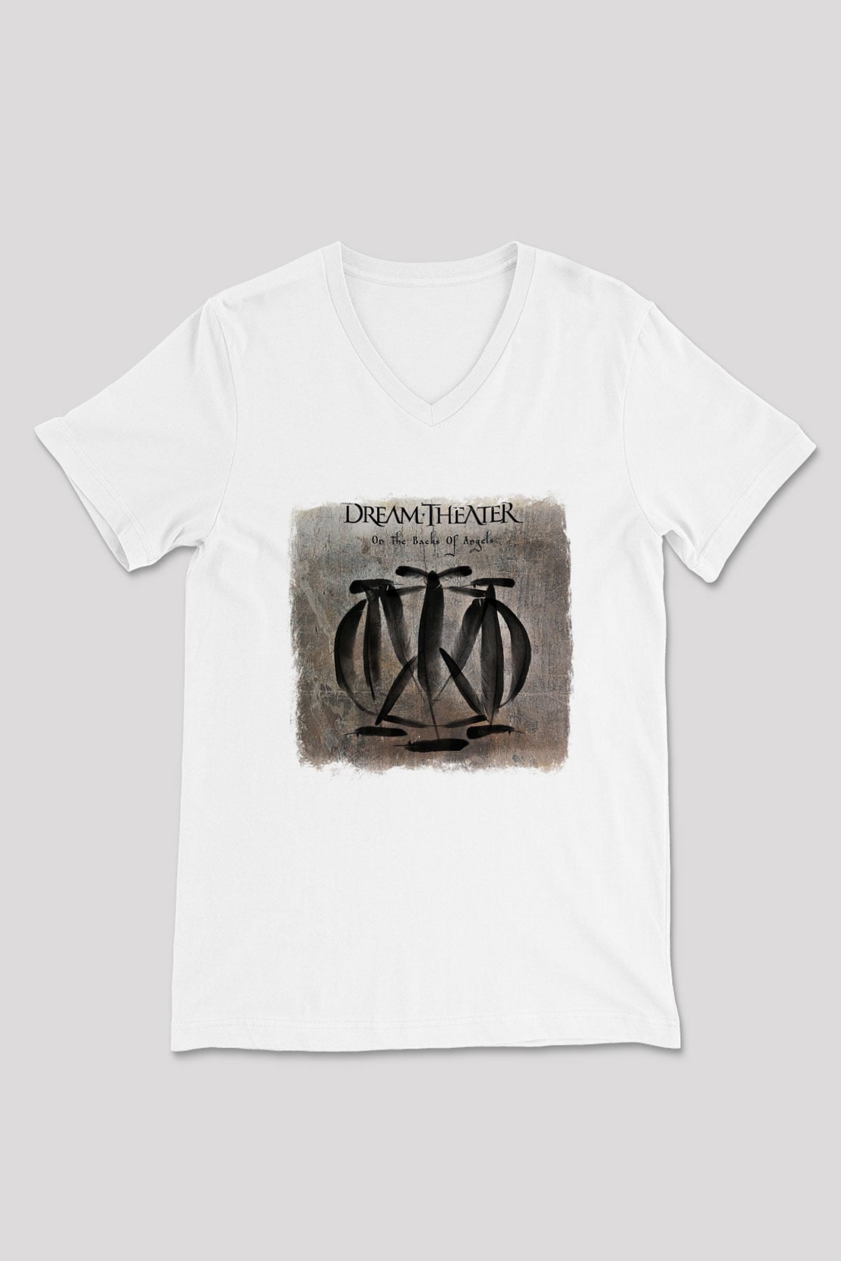 Dream Theater Baskılı Unisex Beyaz V Yaka Tişört