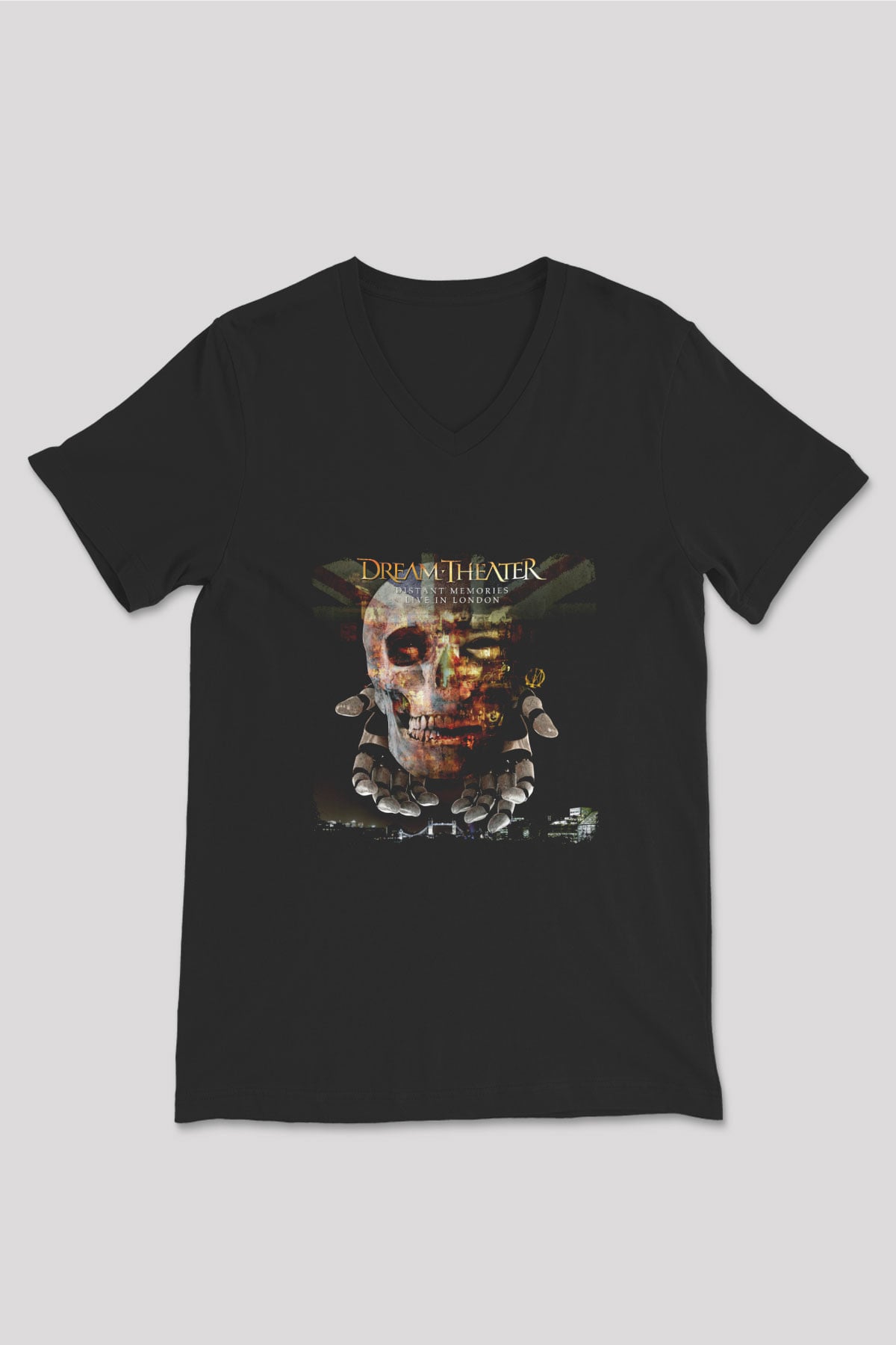 Dream Theater Baskılı Unisex Siyah V Yaka Tişört