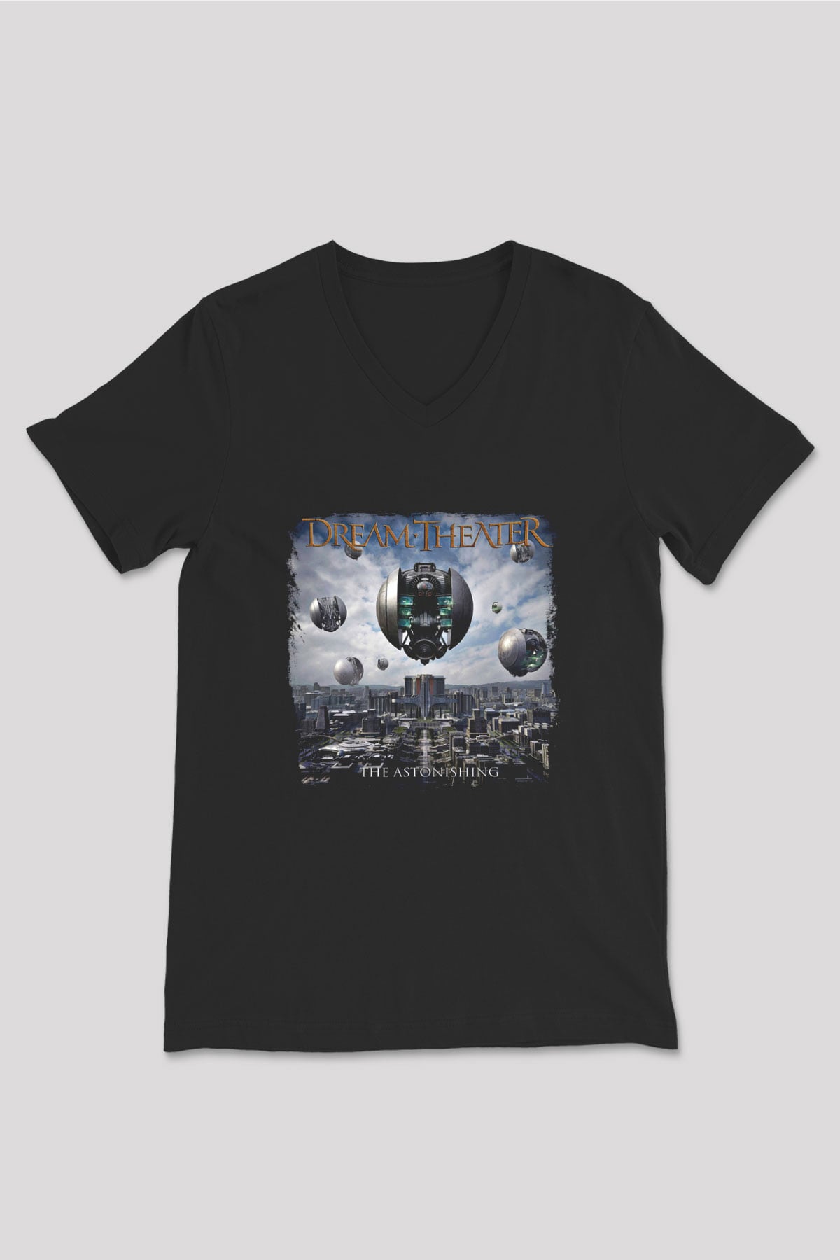 Dream Theater Baskılı Unisex Siyah V Yaka Tişört