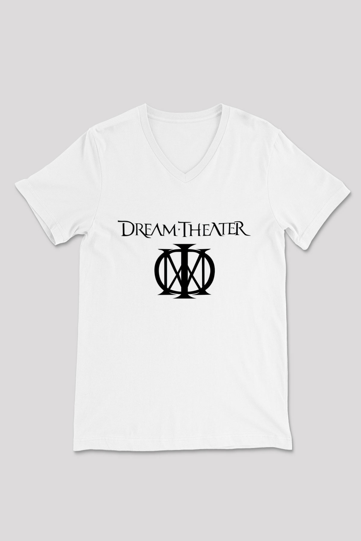 Dream Theater Beyaz Unisex V Yaka Tişört T-Shirt