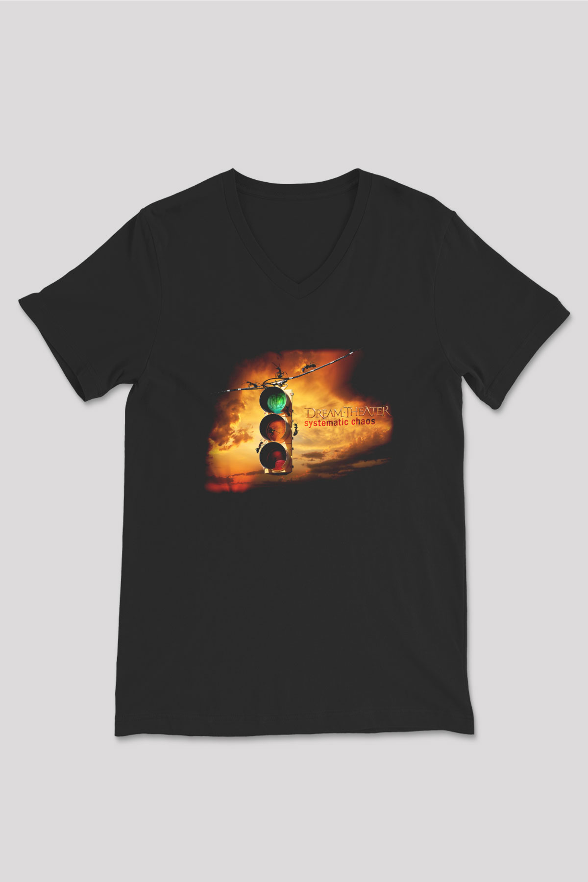 Dream Theater Siyah Unisex V Yaka Tişört T-Shirt
