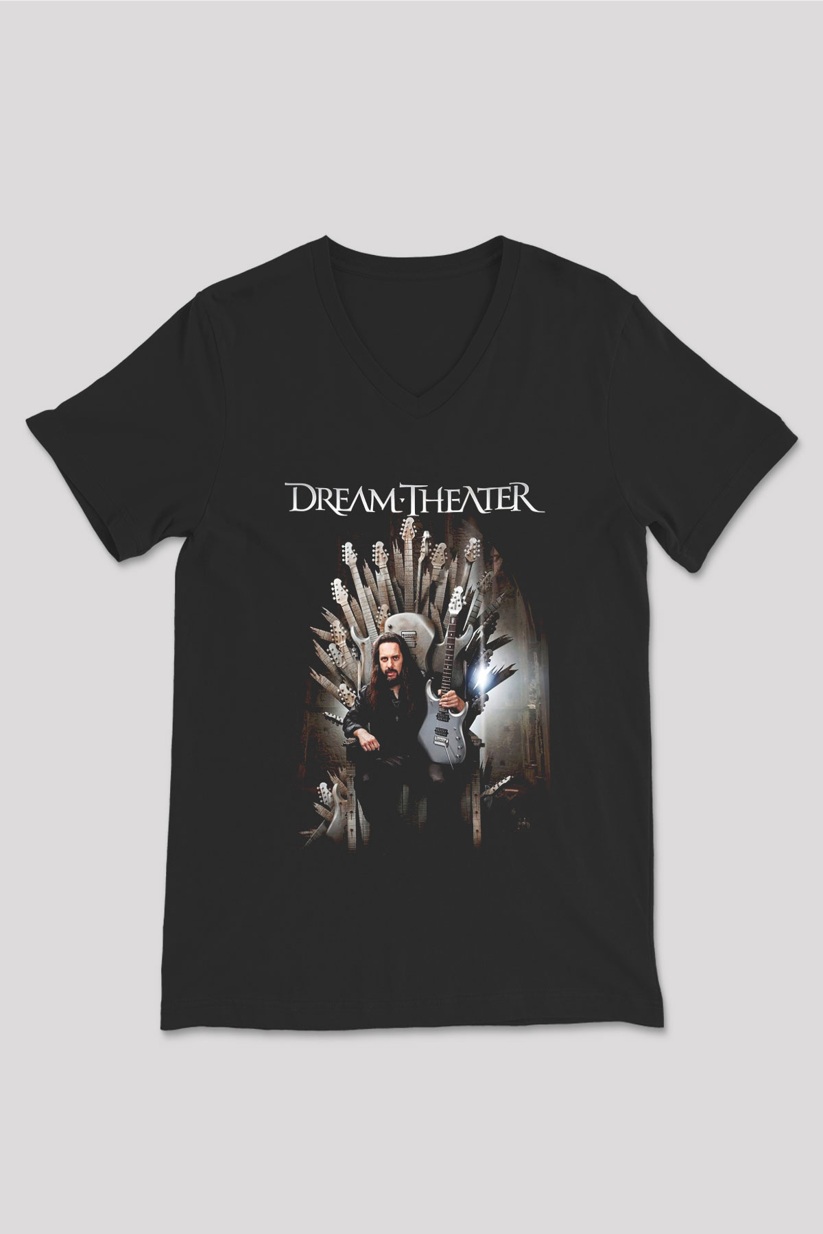 Dream Theater Siyah Unisex V Yaka Tişört T-Shirt