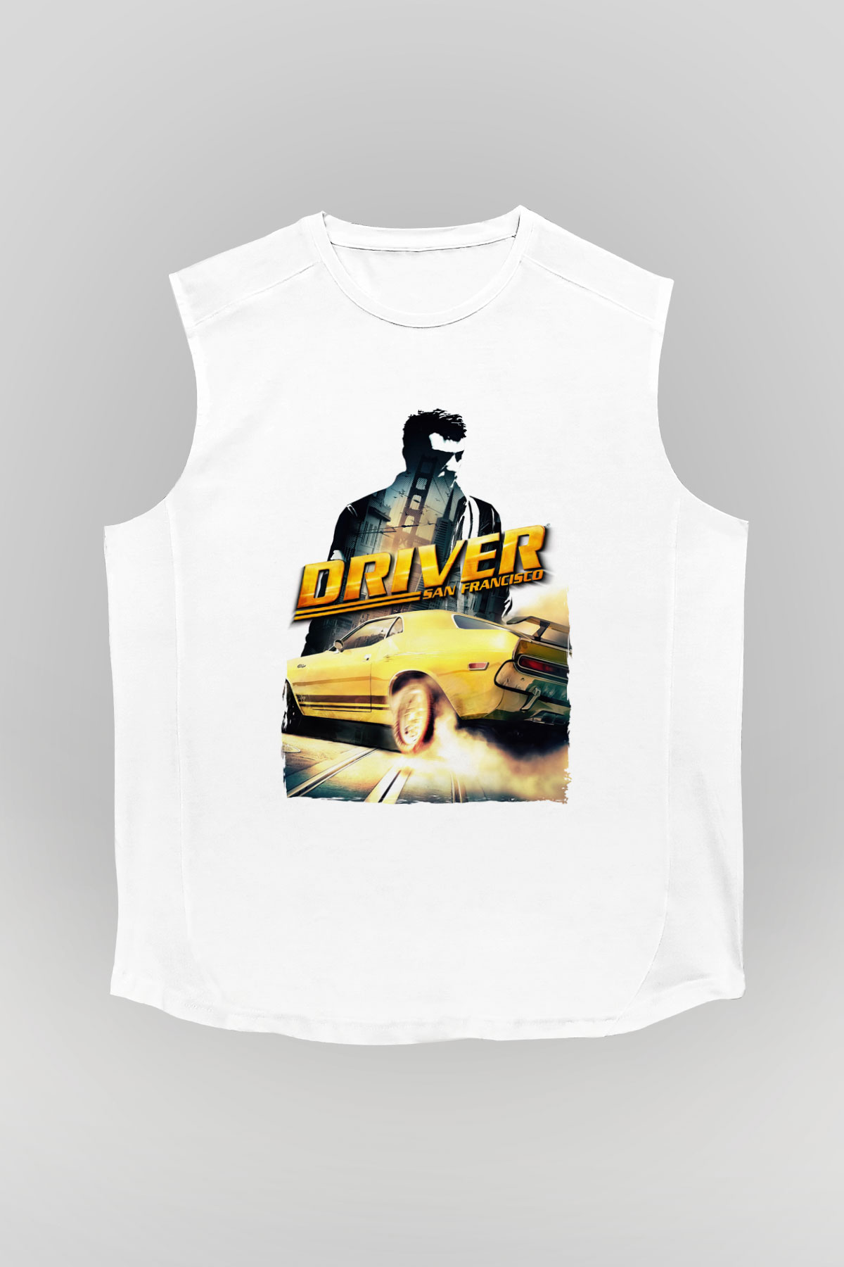 Driver Beyaz Unisex Kolsuz Tişört