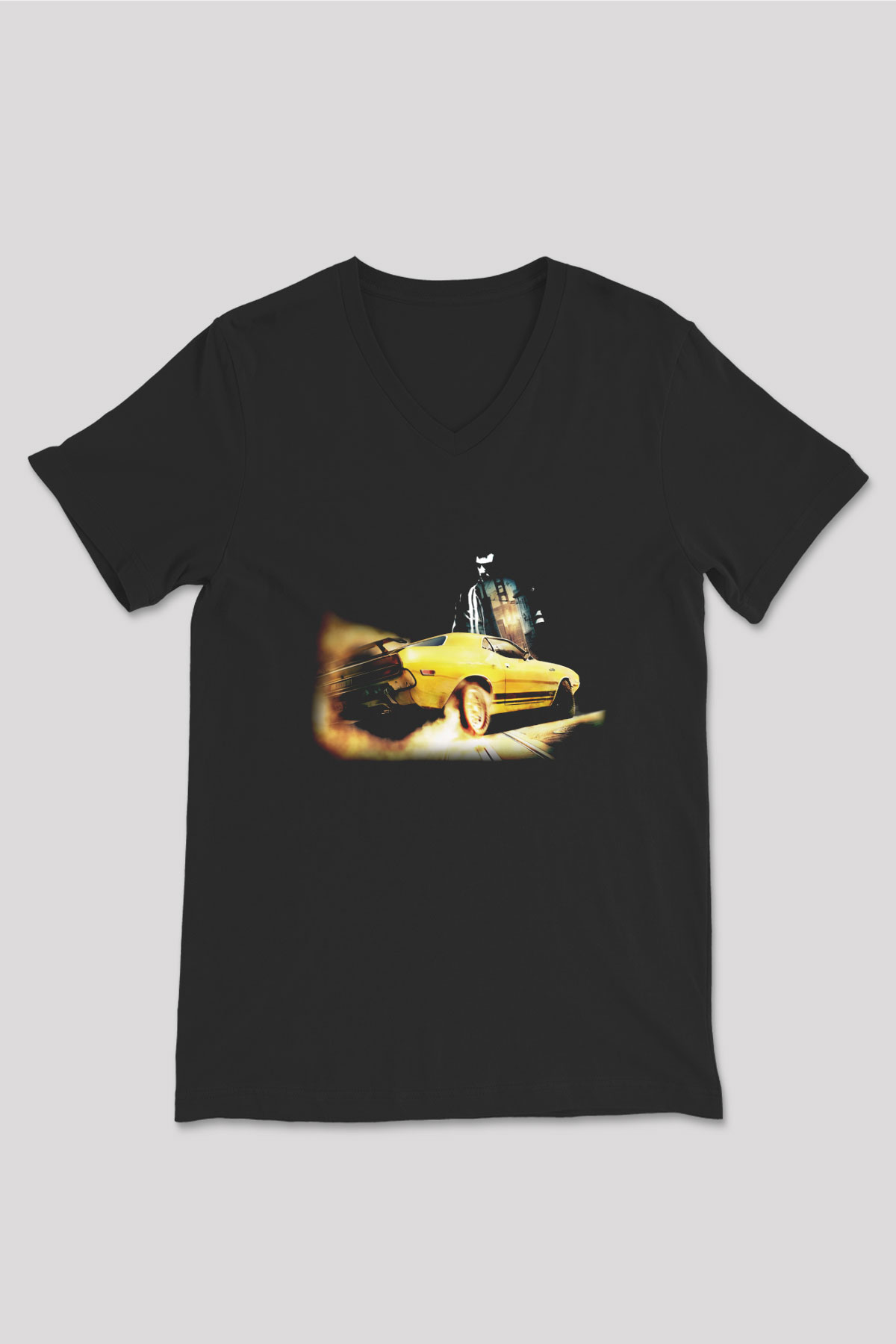 Driver Siyah Unisex V Yaka Tişört T-Shirt