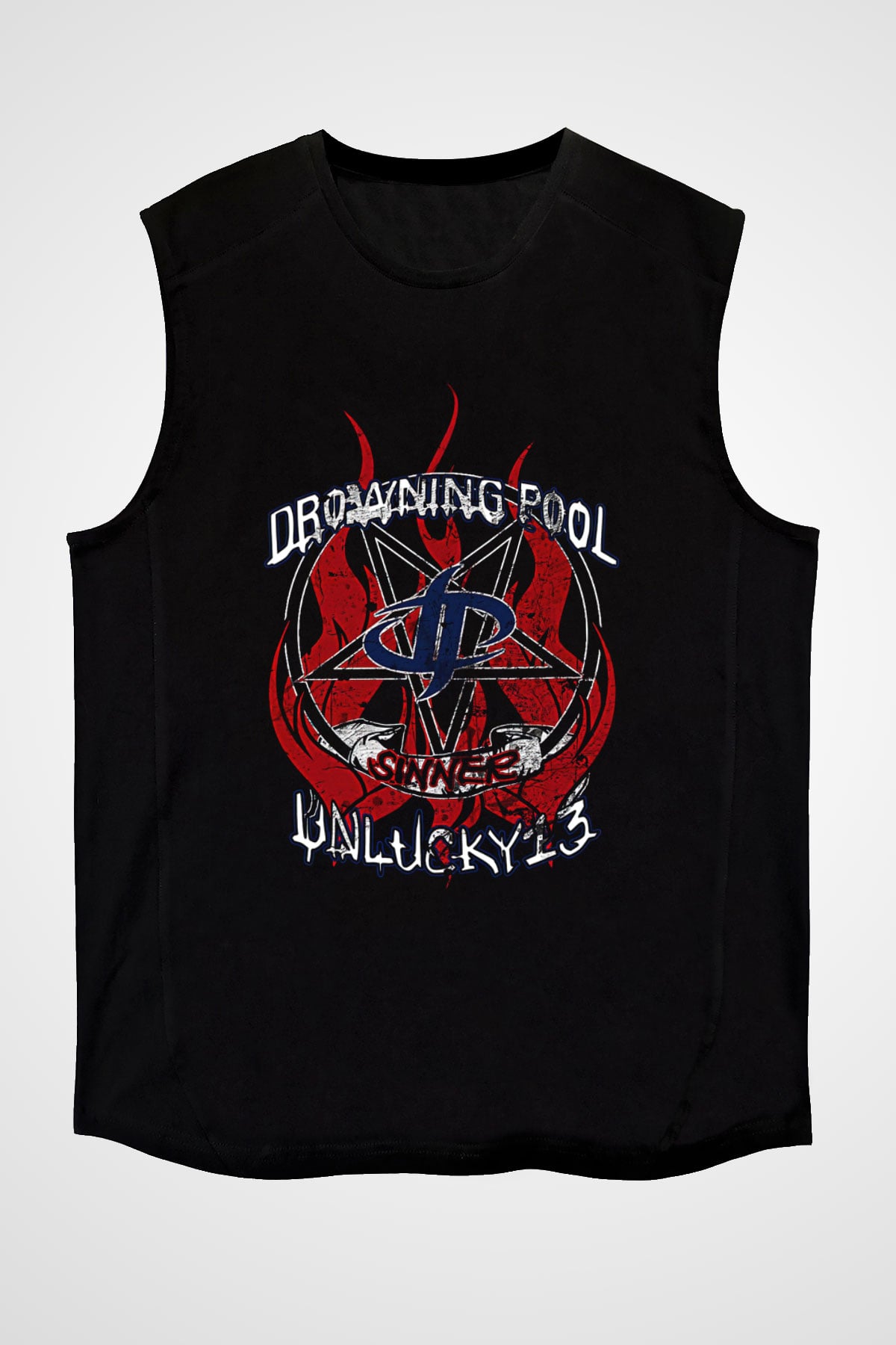 Drowning Pool Baskılı Unisex Siyah Kolsuz Tişört - Tshirt