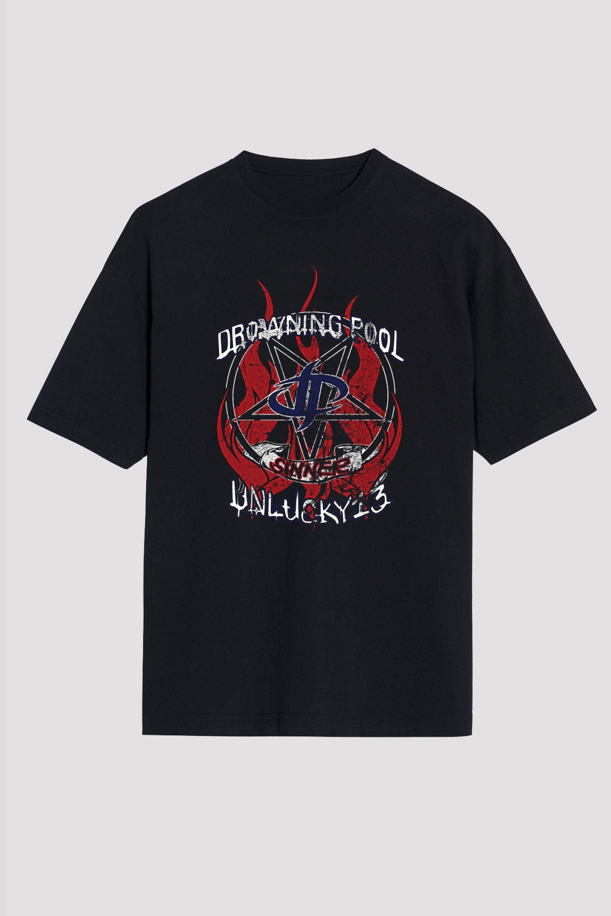 Drowning Pool Baskılı Unisex Siyah Oversize Tişört - Tshirt