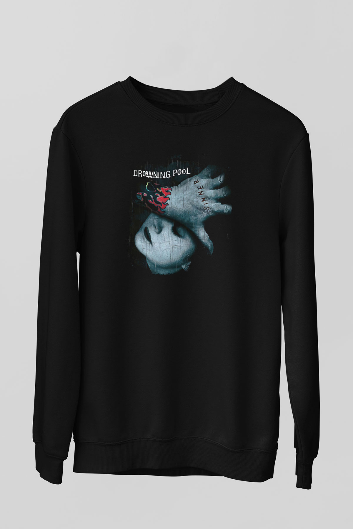 Drowning Pool Baskılı Unisex Siyah Sweatshirt