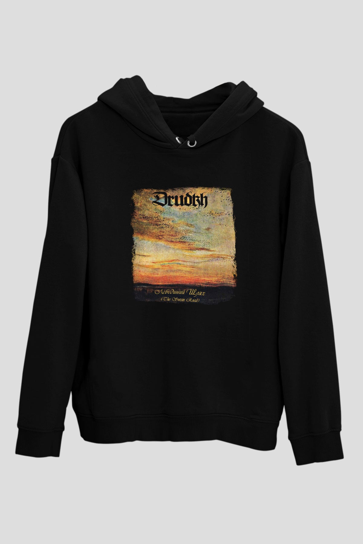 Drudkh Baskılı Unisex Siyah Hoodie