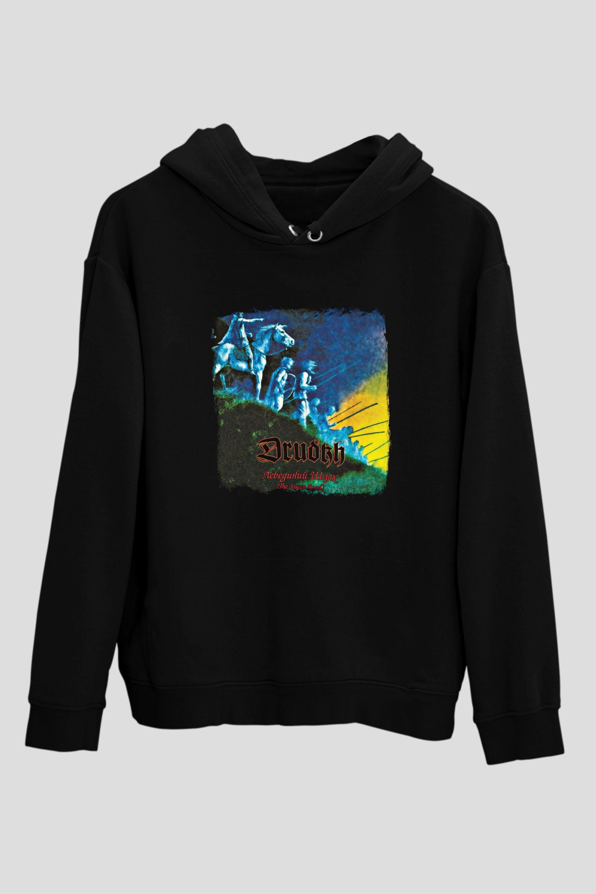 Drudkh Baskılı Unisex Siyah Hoodie
