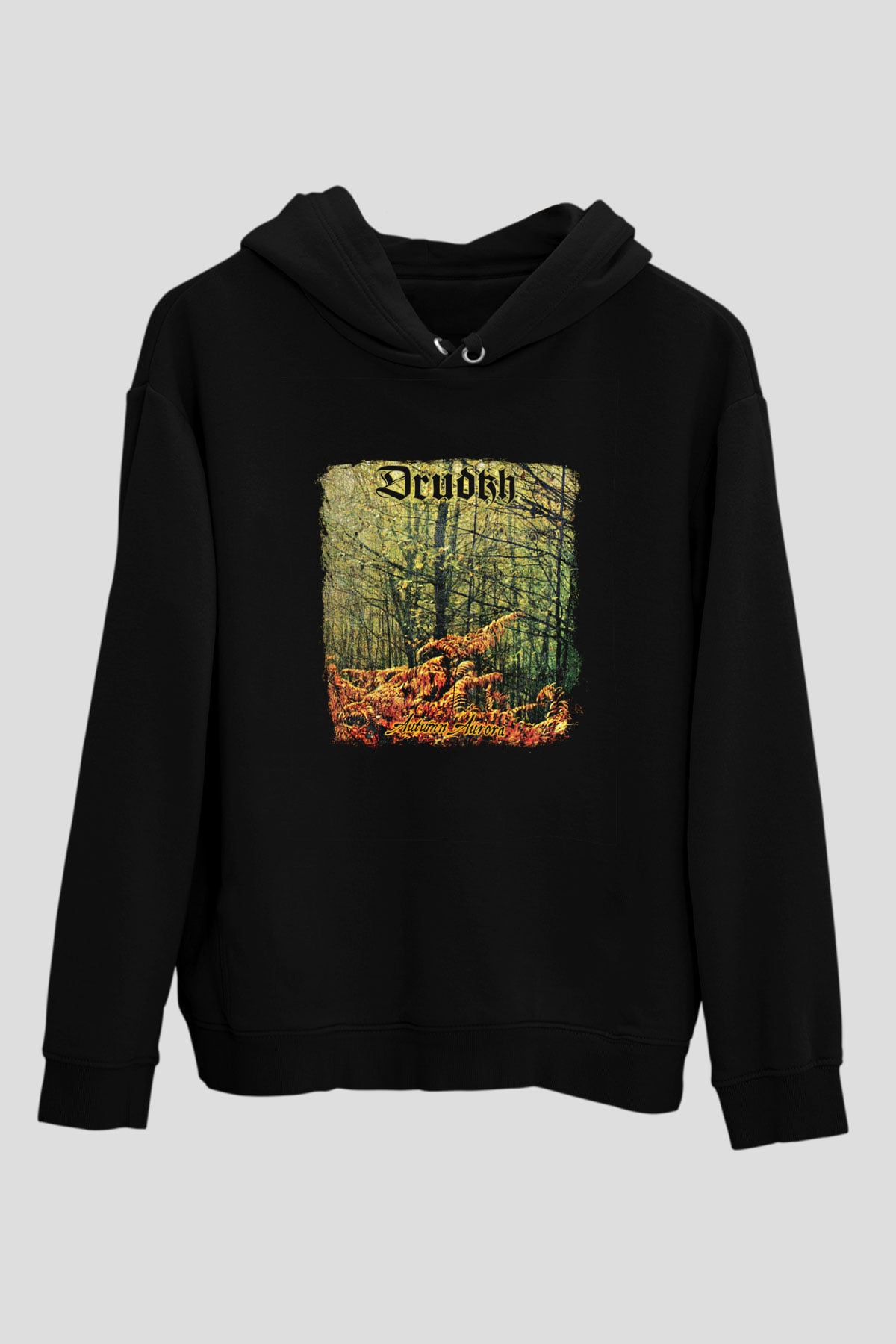 Drudkh Baskılı Unisex Siyah Hoodie