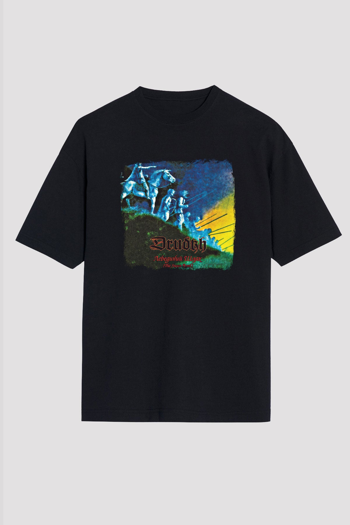 Drudkh Baskılı Unisex Siyah Oversize Tişört